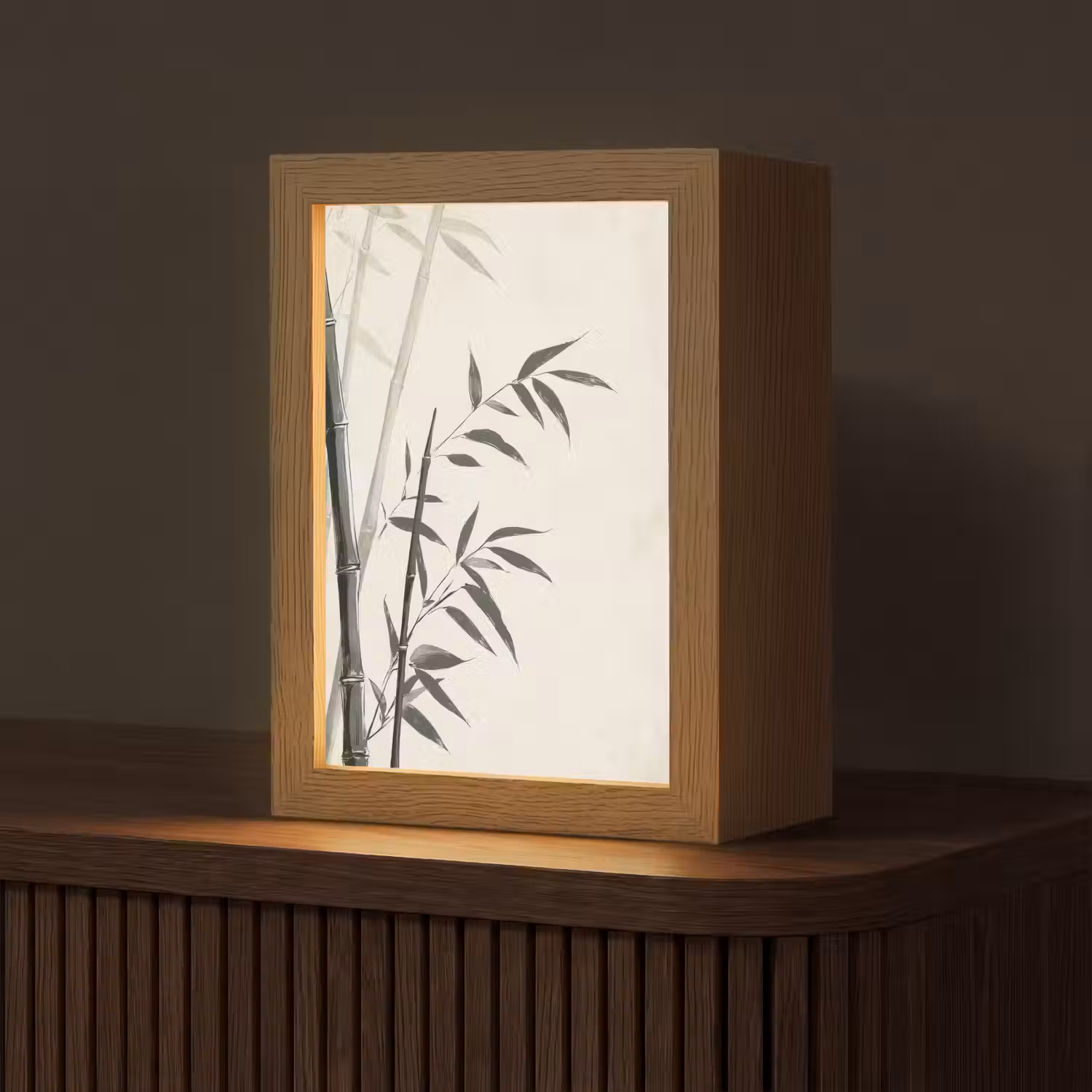 Japandi - Bamboe - Beige Light Box met kabel (Tafellamp) klein -z3d_website