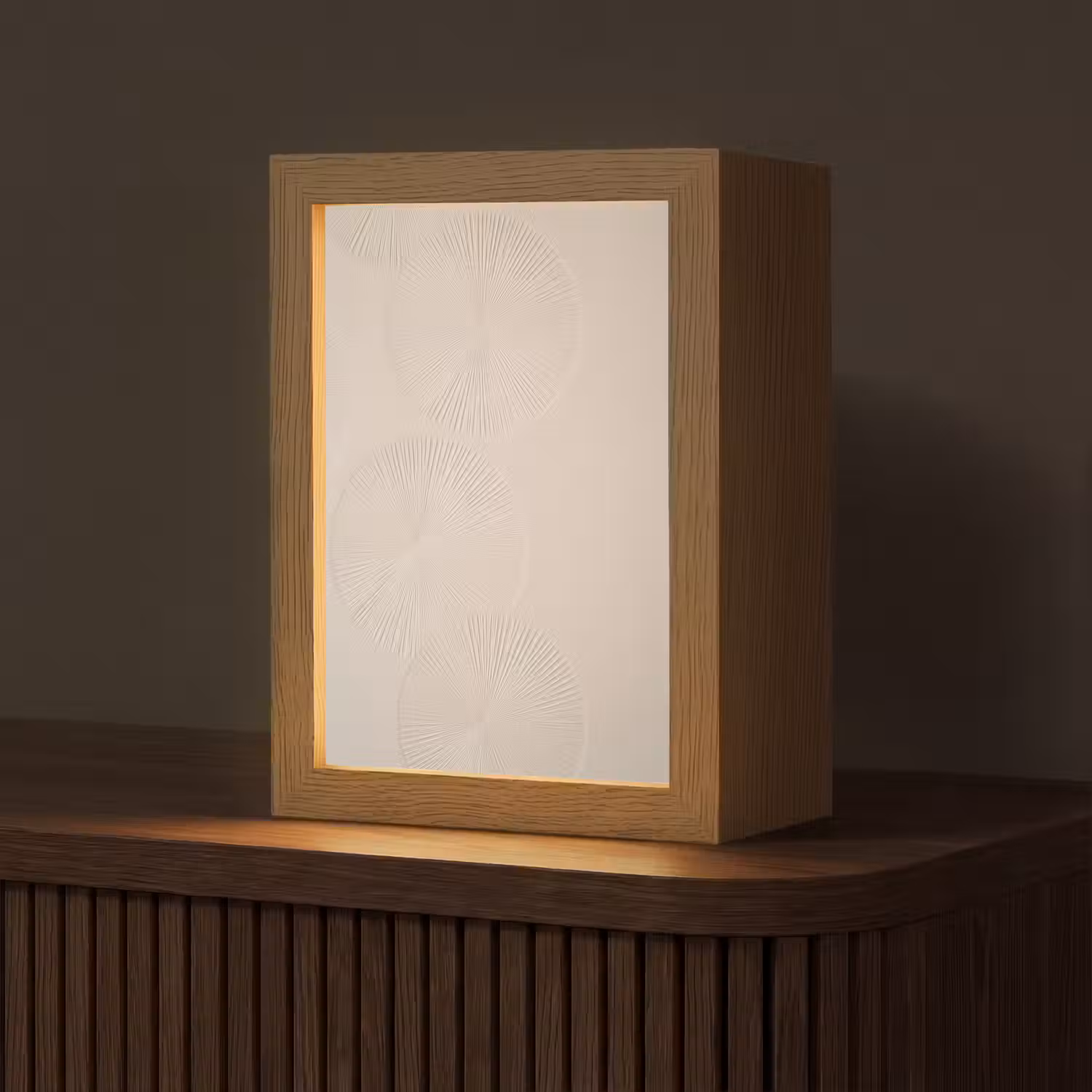 Japandi - Beige - Modern Light Box met kabel (Tafellamp) klein -z3d_website