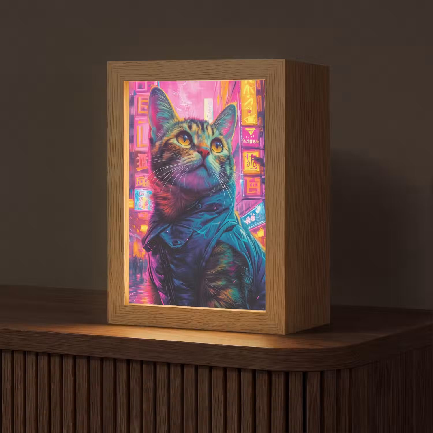 Kat - Pop art - China - Neon - Stad Light Box met kabel (Tafellamp) klein -z3d_website