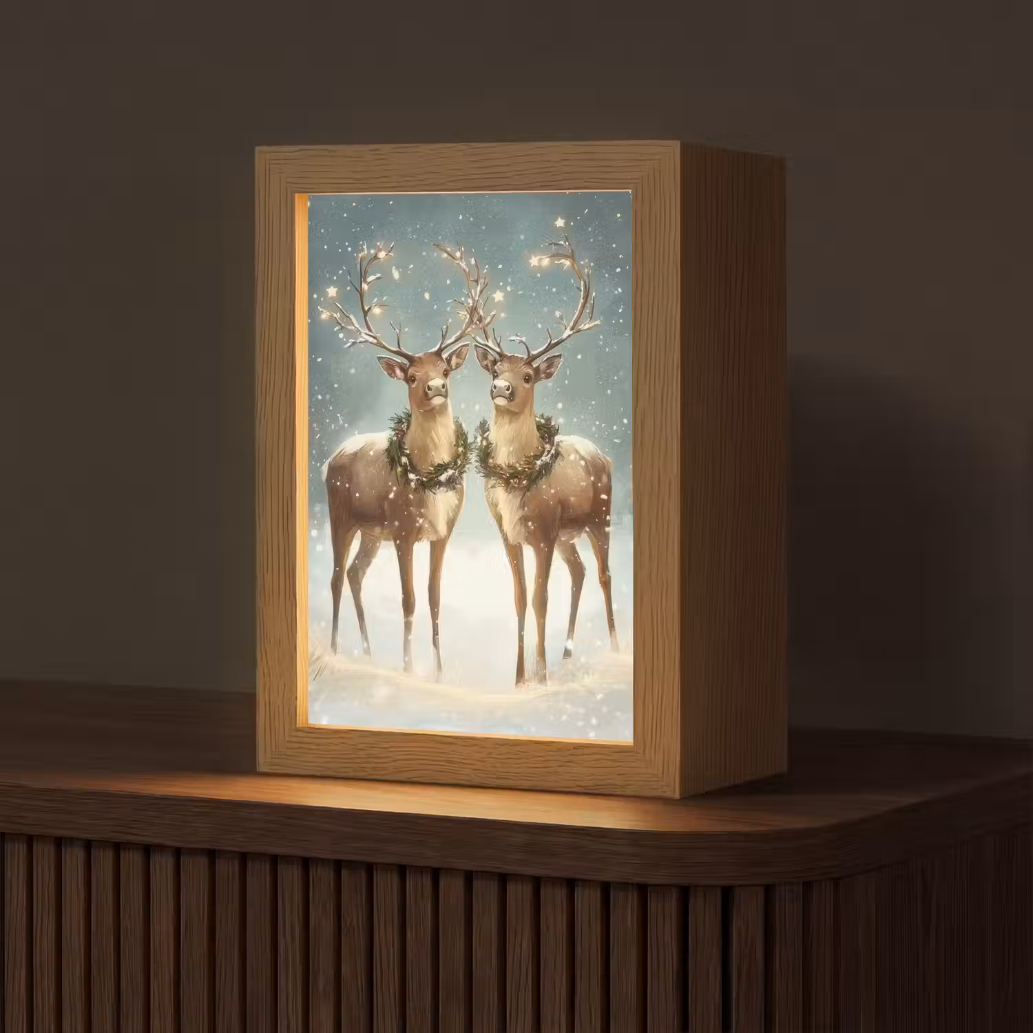 Kerstmagie - Winterwoud - Rendier Light Box met kabel (Tafellamp) klein -z3d_website
