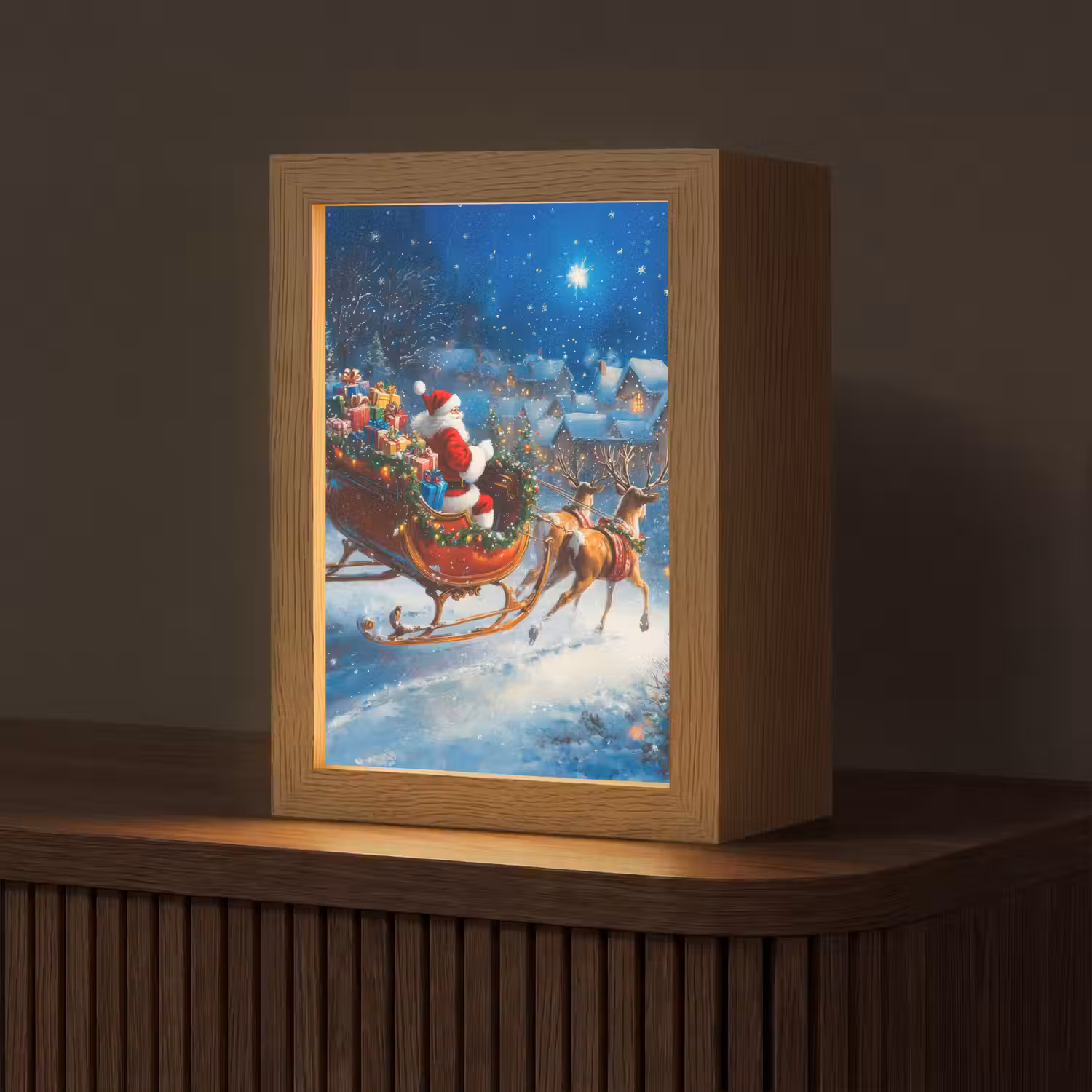 Kerstman - Rendier - Kerst - Sneeuw Light Box met kabel (Tafellamp) klein -z3d_website