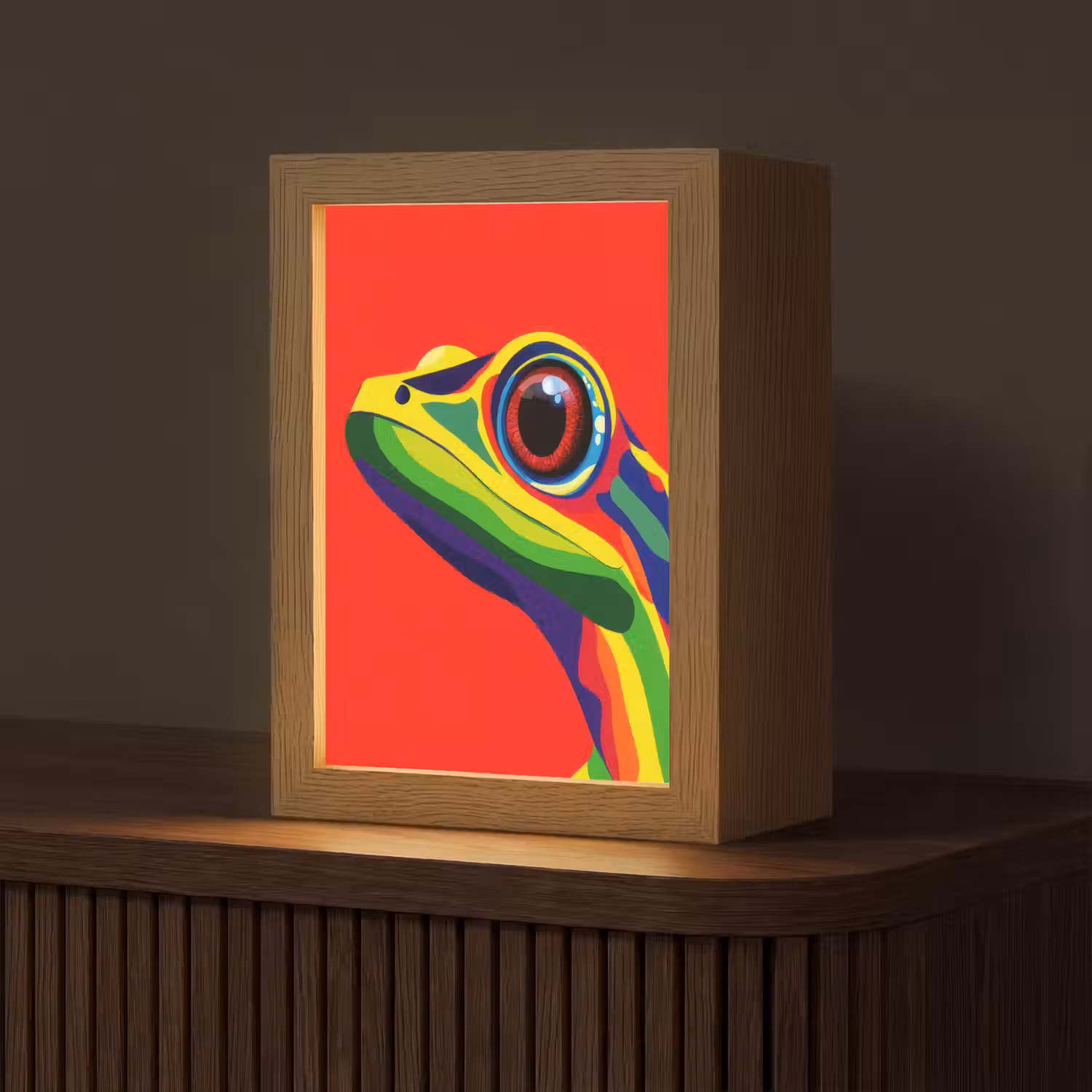 Kikker - Kleurrijk - Strepen - Ogen Light Box met kabel (Tafellamp) klein -z3d_website