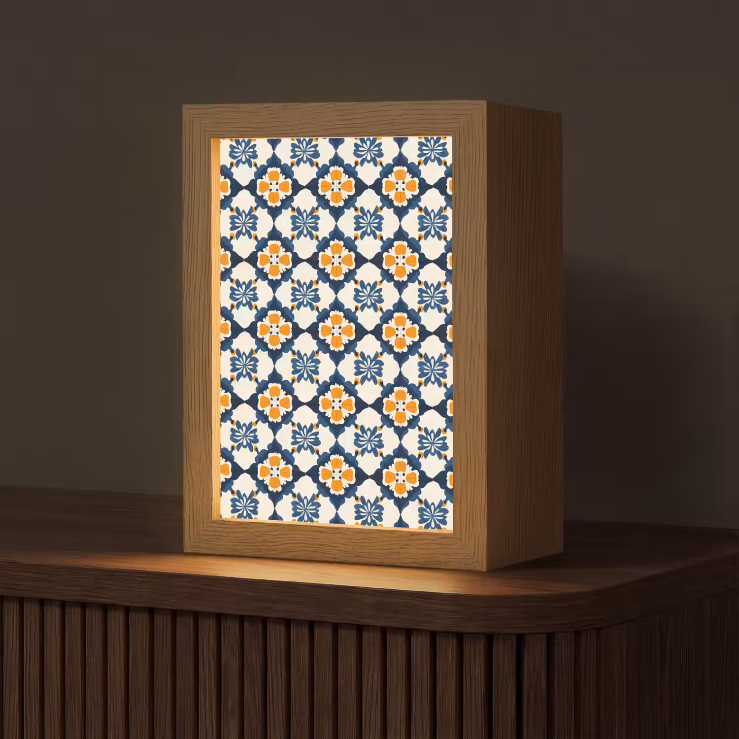 Klassiek - Geometrisch - Blauw Light Box met kabel (Tafellamp) klein 925 -z3d_website
