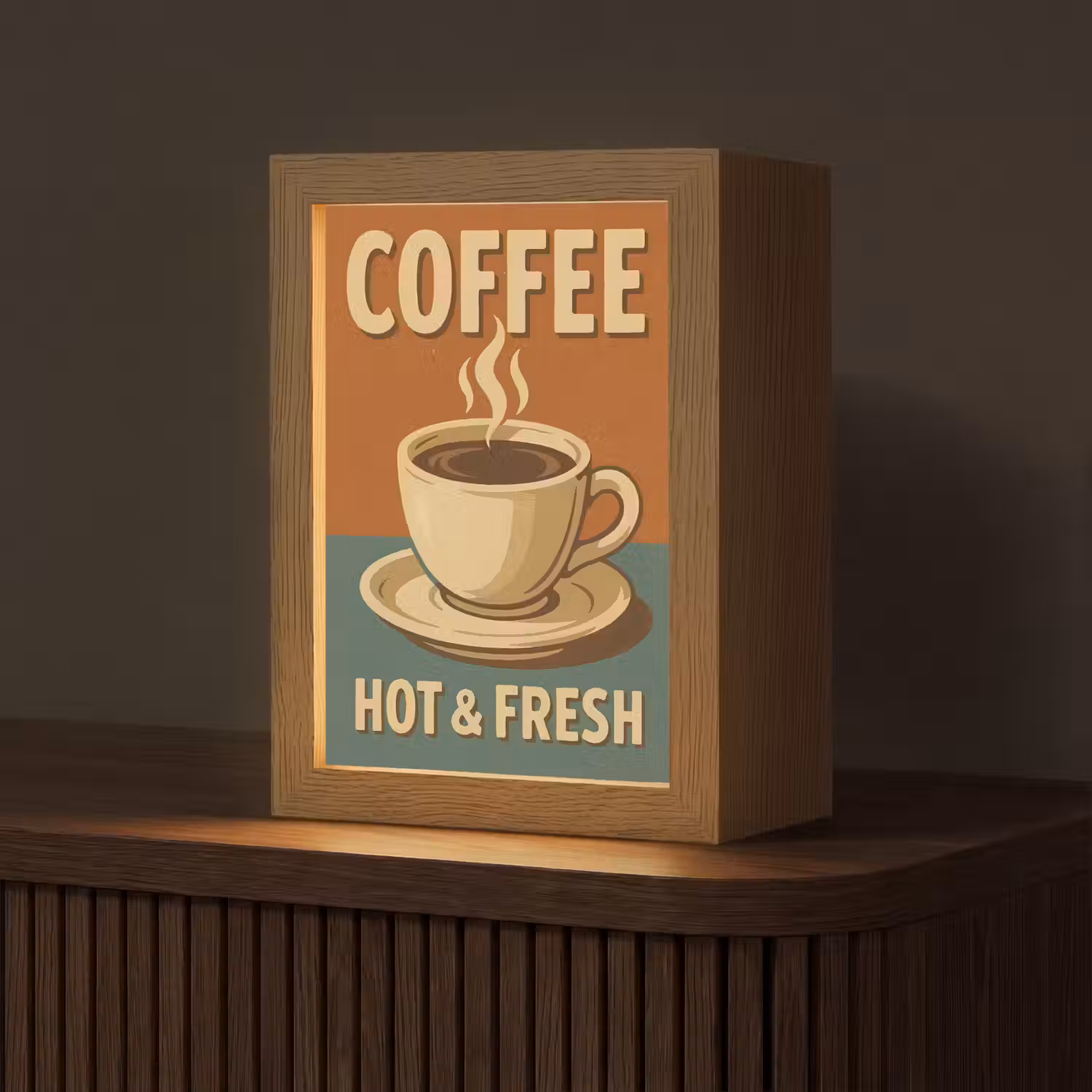 Koffie - Kop - Vintage - Quote Light Box met kabel (Tafellamp) klein -z3d_website