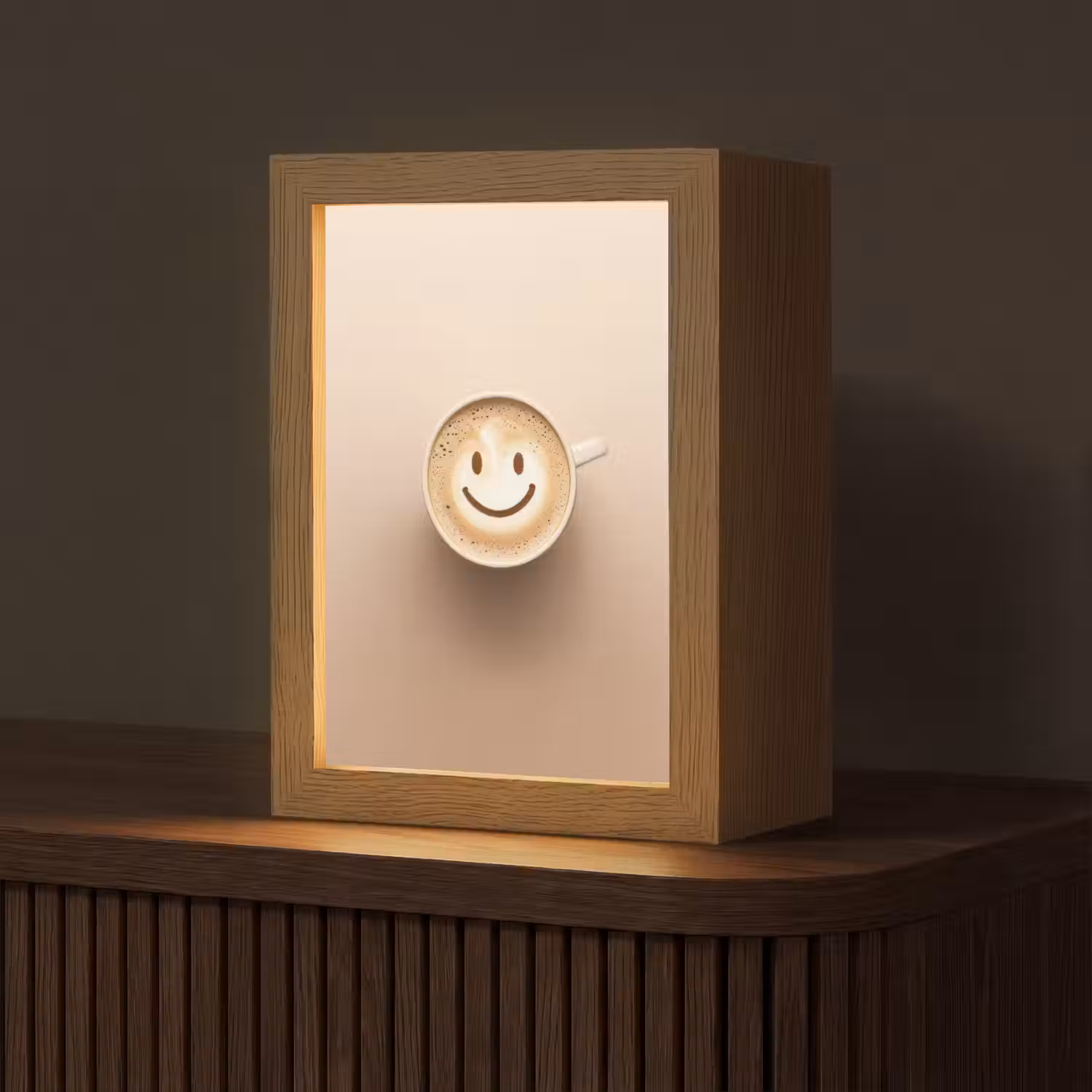 Koffie - Melkschuim - Lach - Beige Light Box met kabel (Tafellamp) klein -z3d_website