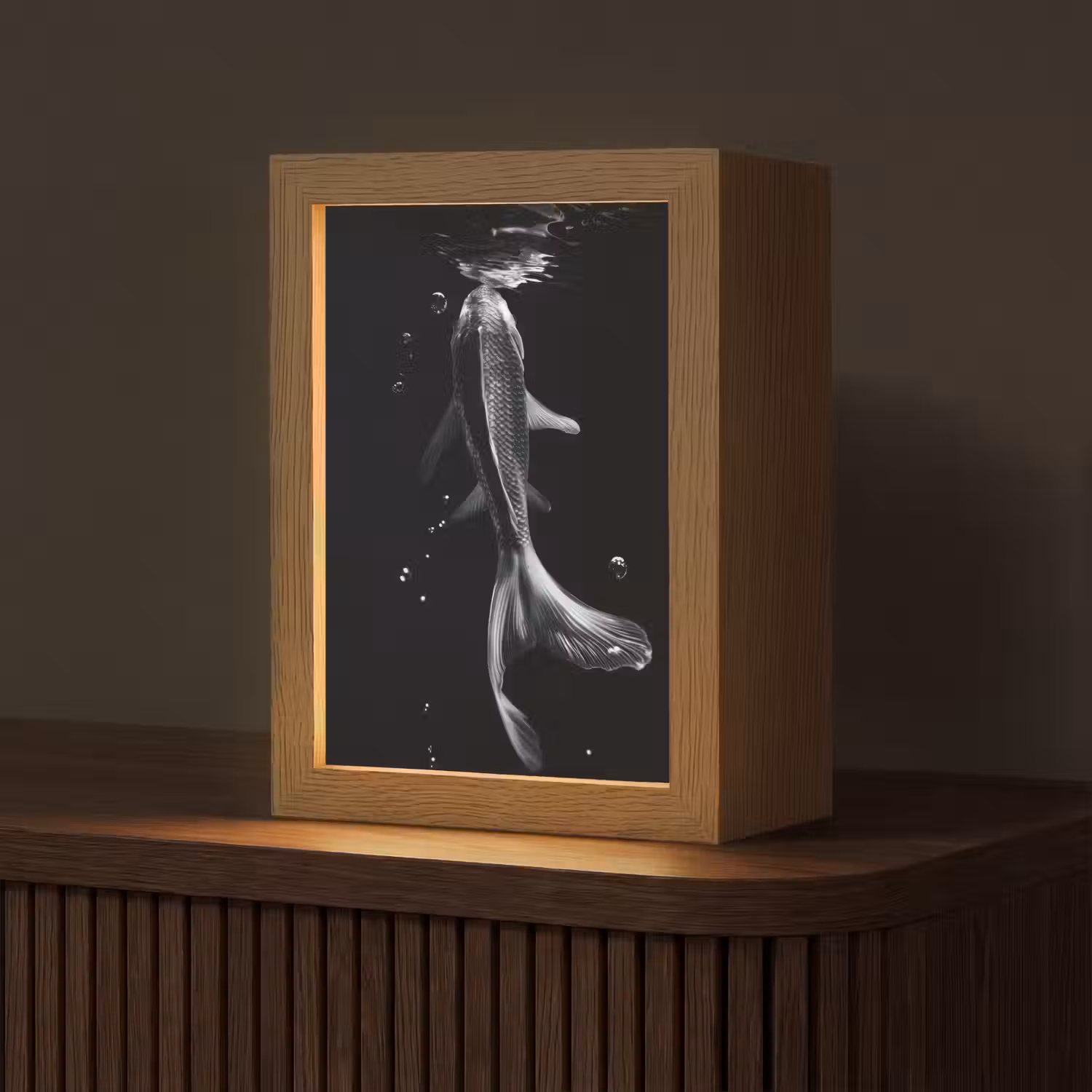 Koi - Vissen - Water - Zwart Light Box met kabel (Tafellamp) klein -z3d_website