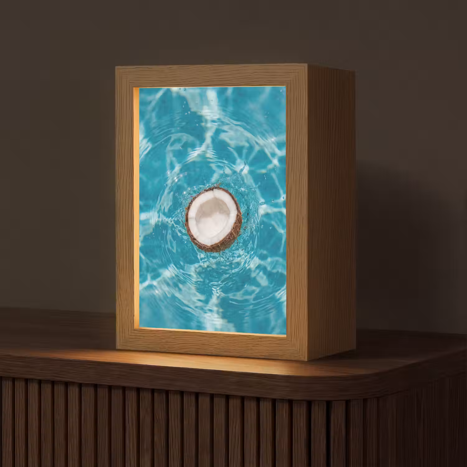 Kokosnoot - Water - Wit Light Box met kabel (Tafellamp) klein -z3d_website
