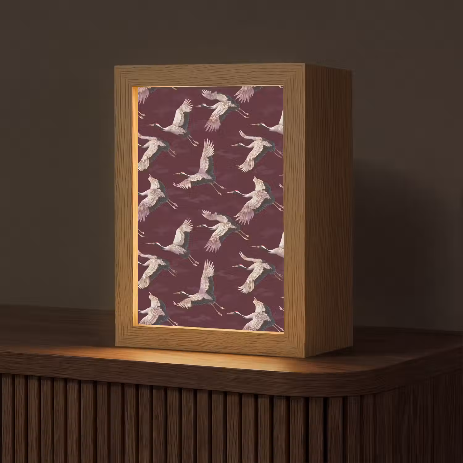 Kraanvogels - Klassiek - Bordeaux Light Box met kabel (Tafellamp) klein 925 -z3d_website