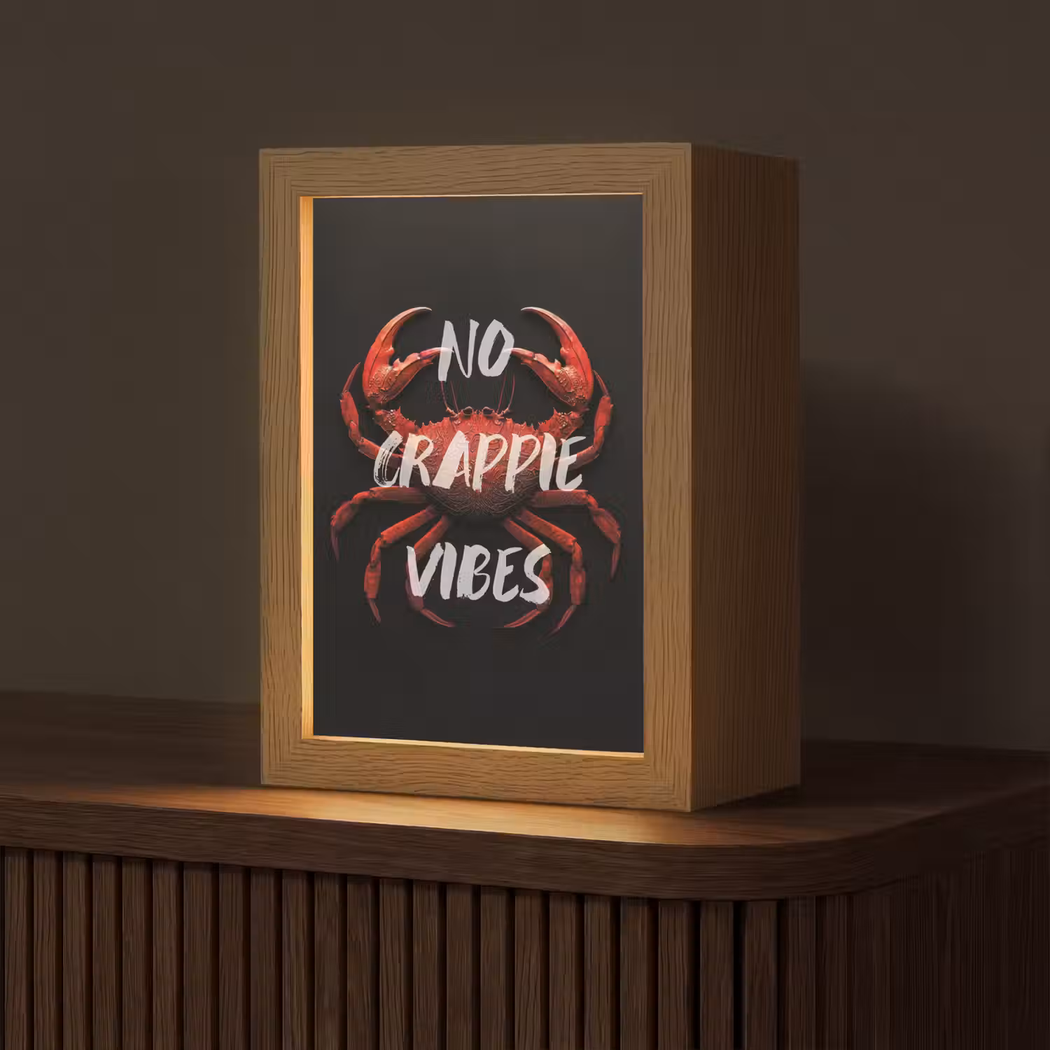 Krab - Rood - Tekst - Zwart Light Box met kabel (Tafellamp) klein -z3d_website