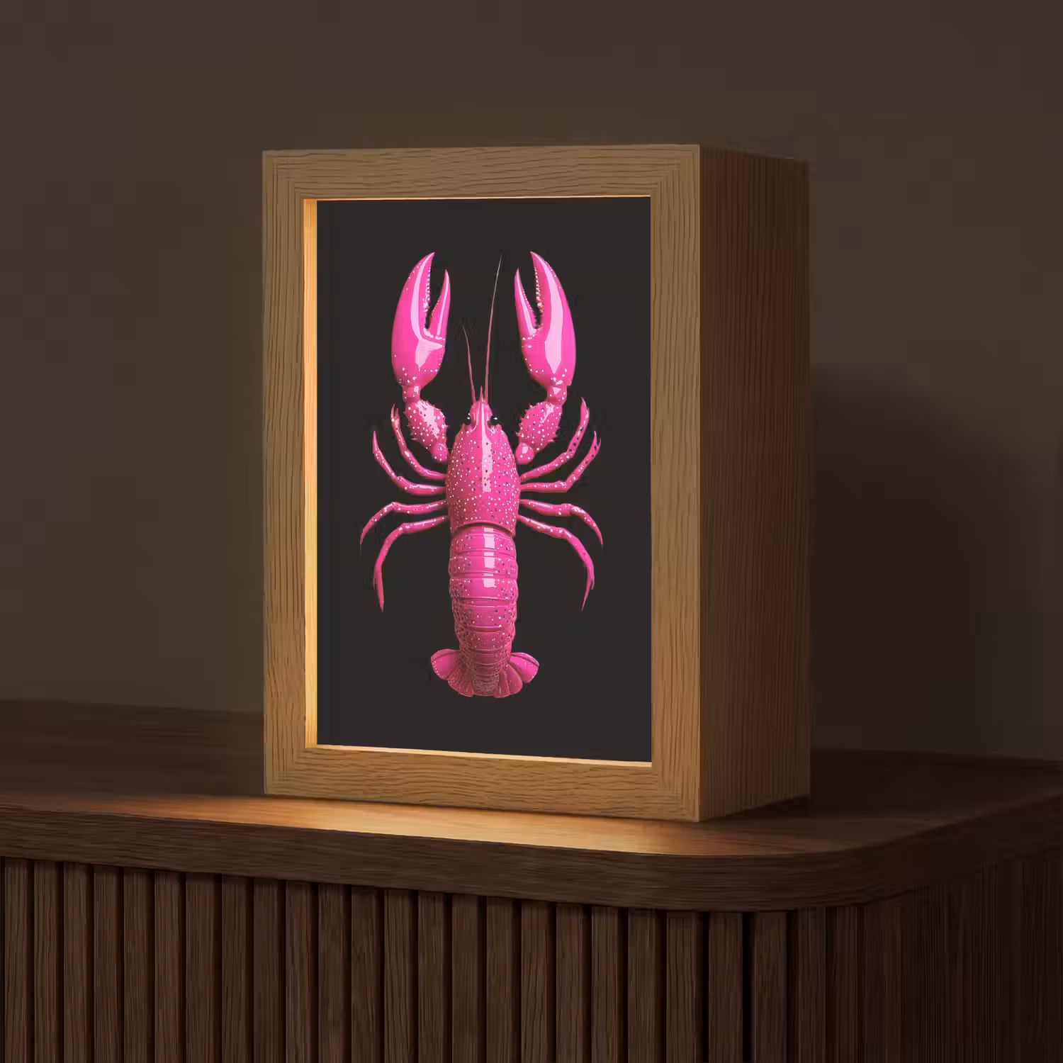 Kreeft - Felroze - Stippen - Opvallend Light Box met kabel (Tafellamp) klein -z3d_website