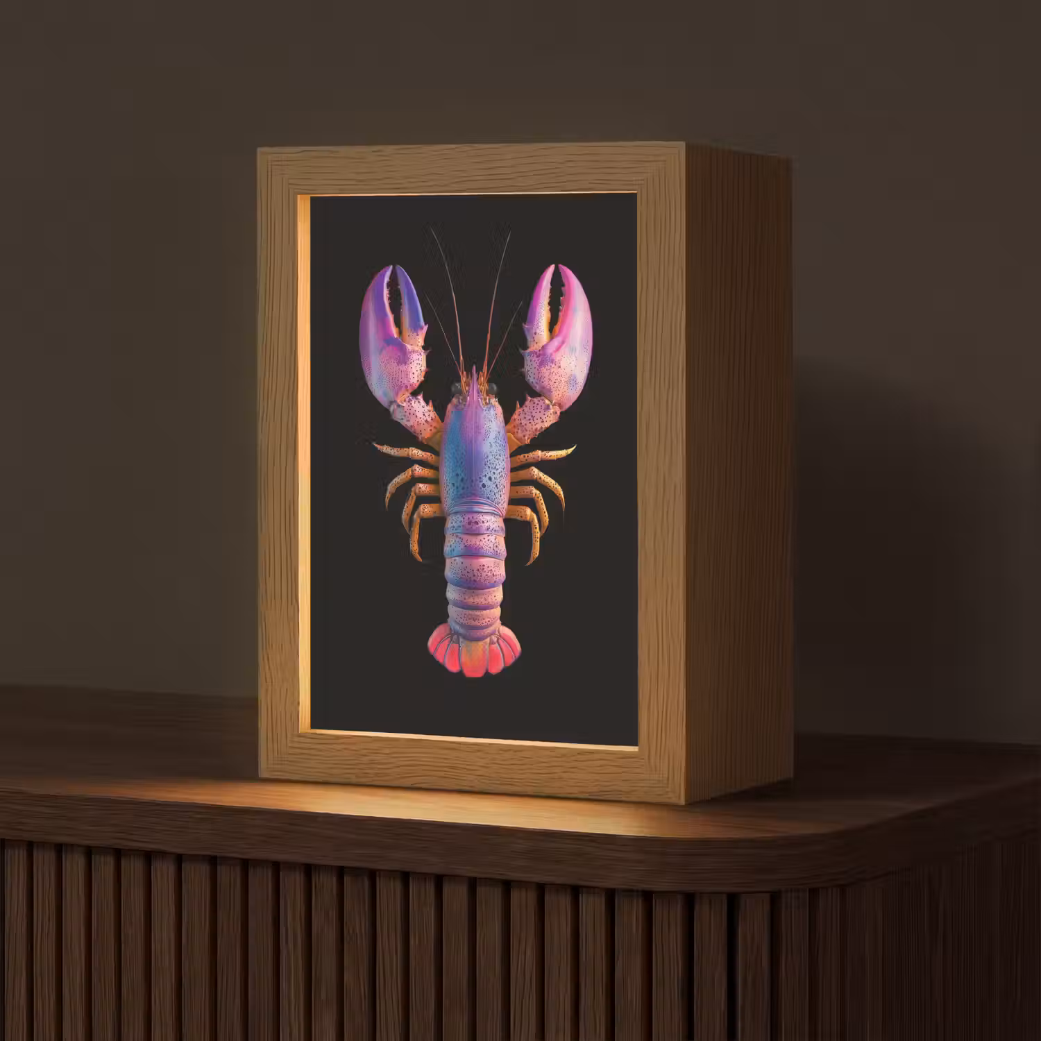 Kreeft - Paars - Roze - Zwart - Stippen - Lila Light Box met kabel (Tafellamp) klein -z3d_website