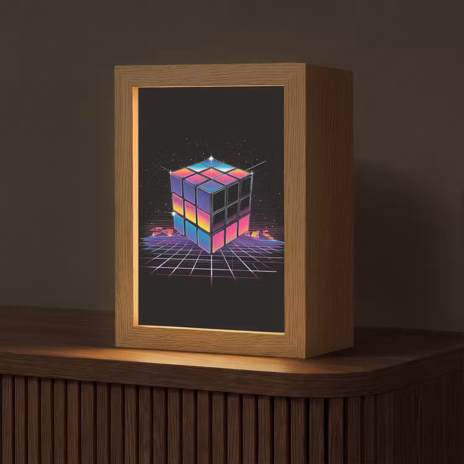 Kubus - Kleurrijk - Raster Light Box met kabel (Tafellamp) klein -z3d_website