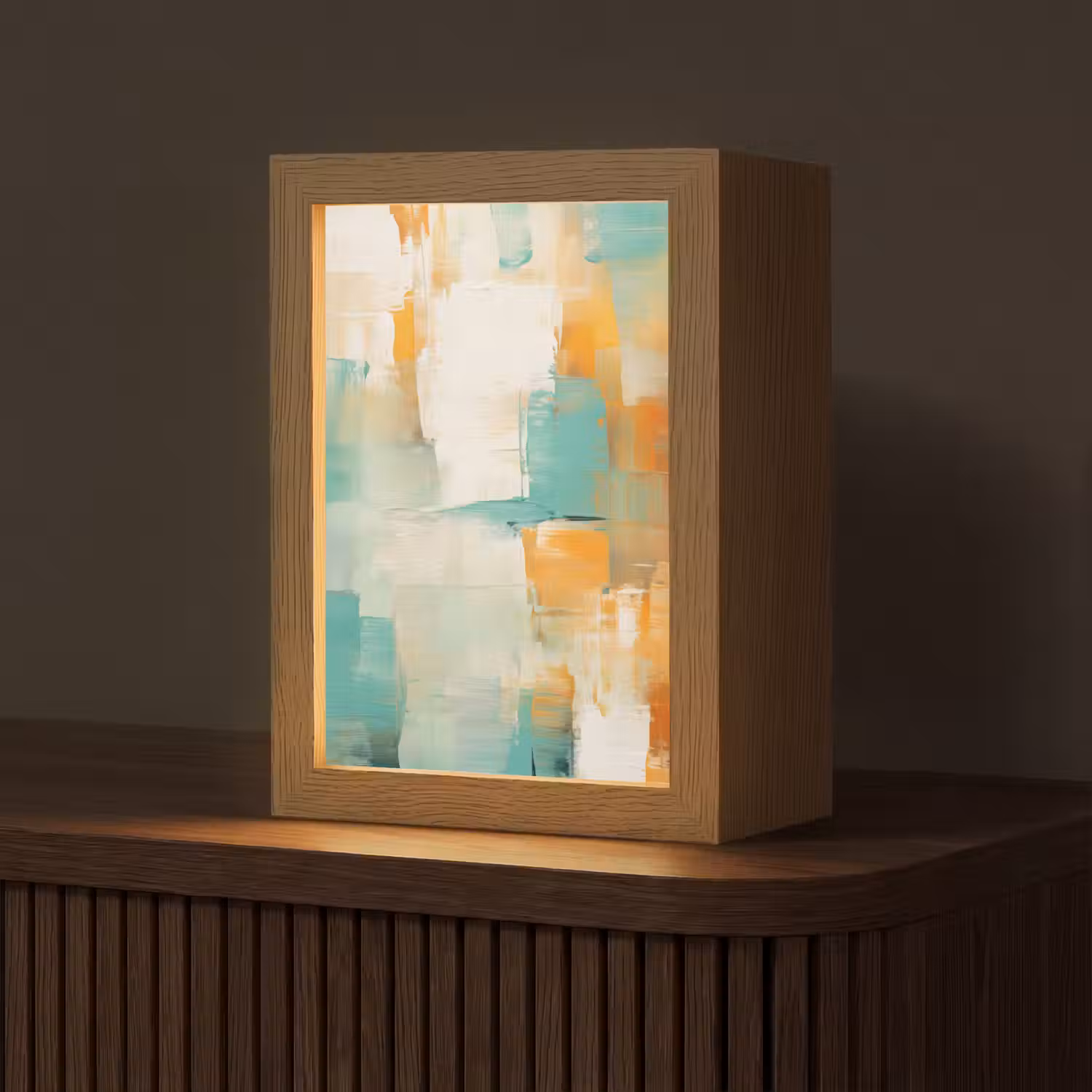 Kunst - Abstract - Blauw - Wit Light Box met kabel (Tafellamp) klein -z3d_website