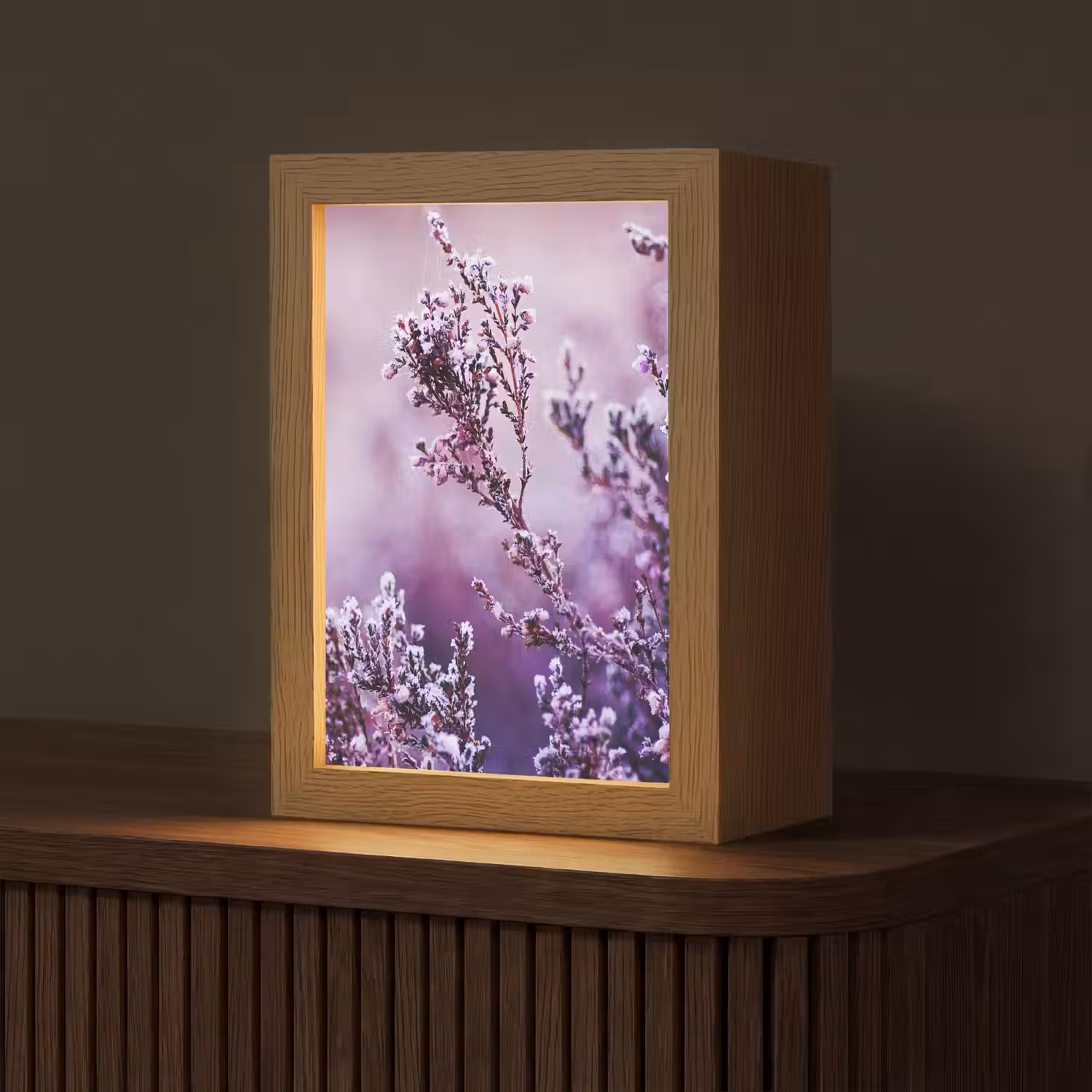 Lavendel - Winter - Bloemen - Paars Light Box met kabel (Tafellamp) klein -z3d_website