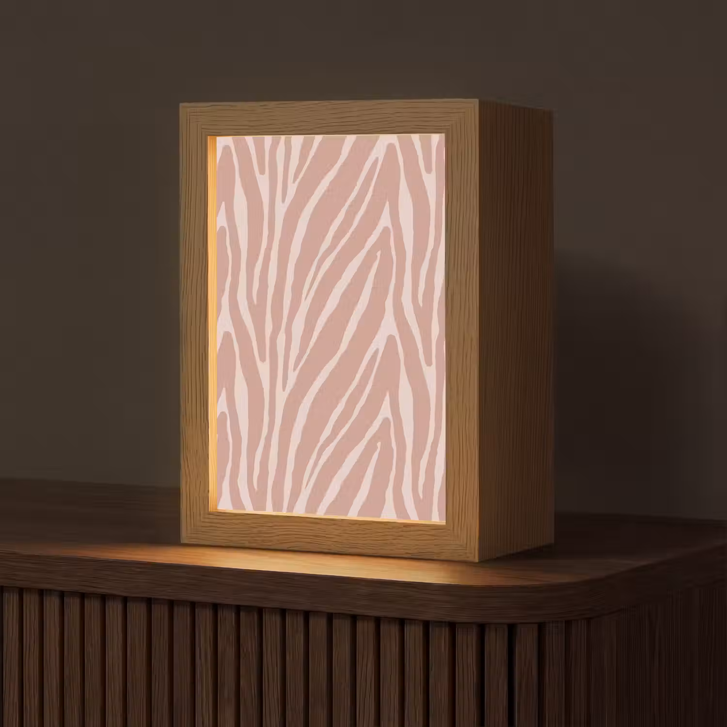 Lichtroze - Zebra - Patroon - Donkerroze Light Box met kabel (Tafellamp) klein 925 -z3d_website