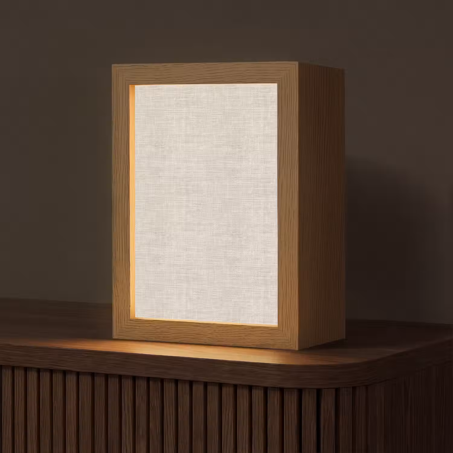 Linnen - Textuur - Beige Light Box met kabel (Tafellamp) klein 925 -z3d_website