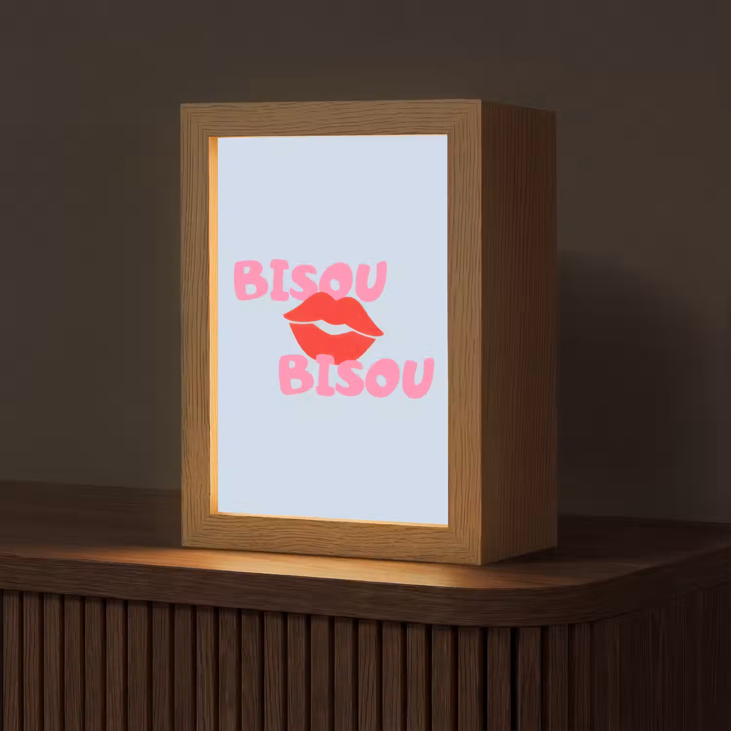 Lippen - Bisou - Blauw Light Box met kabel (Tafellamp) klein -z3d_website