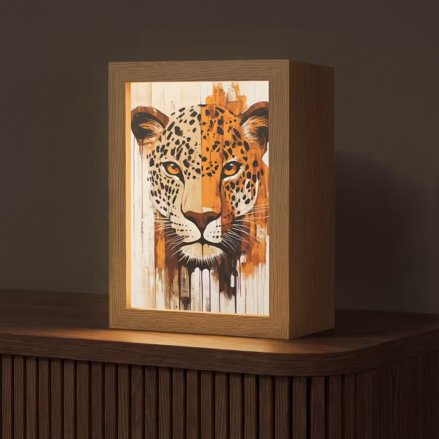 Luipaard - Symmetrisch - Strepen Light Box met kabel (Tafellamp) klein -z3d_website