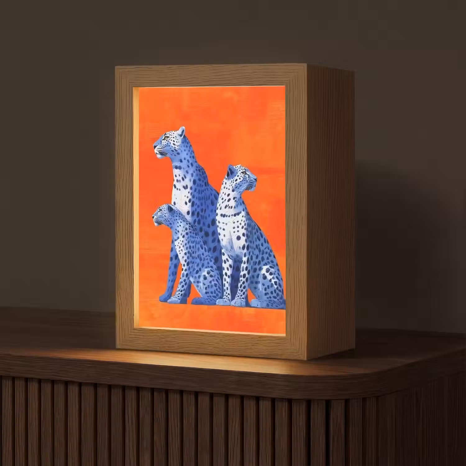 Luipaarden - Stippen - Oranje Light Box met kabel (Tafellamp) klein -z3d_website