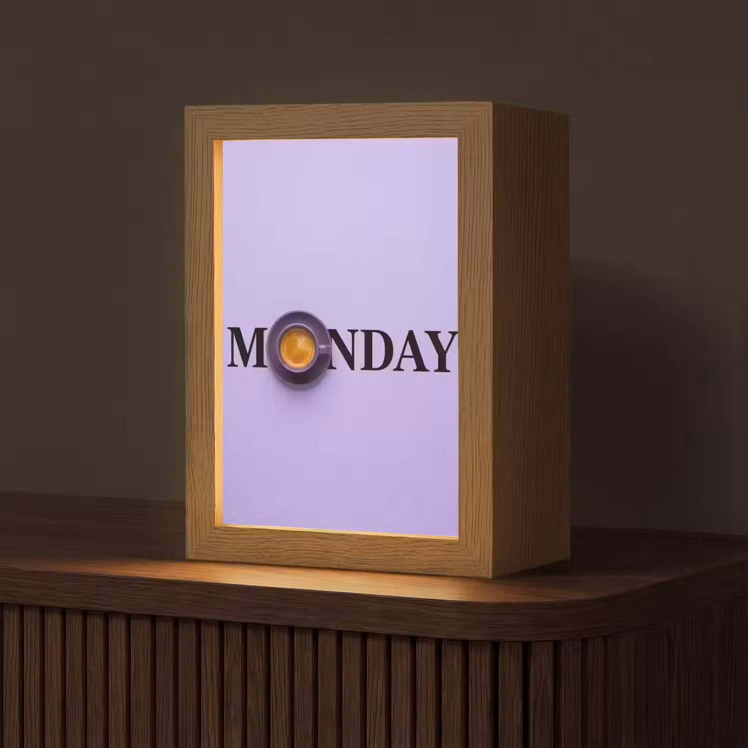 Maandag - Mok - Koffie - Paars Light Box met kabel (Tafellamp) klein -z3d_website