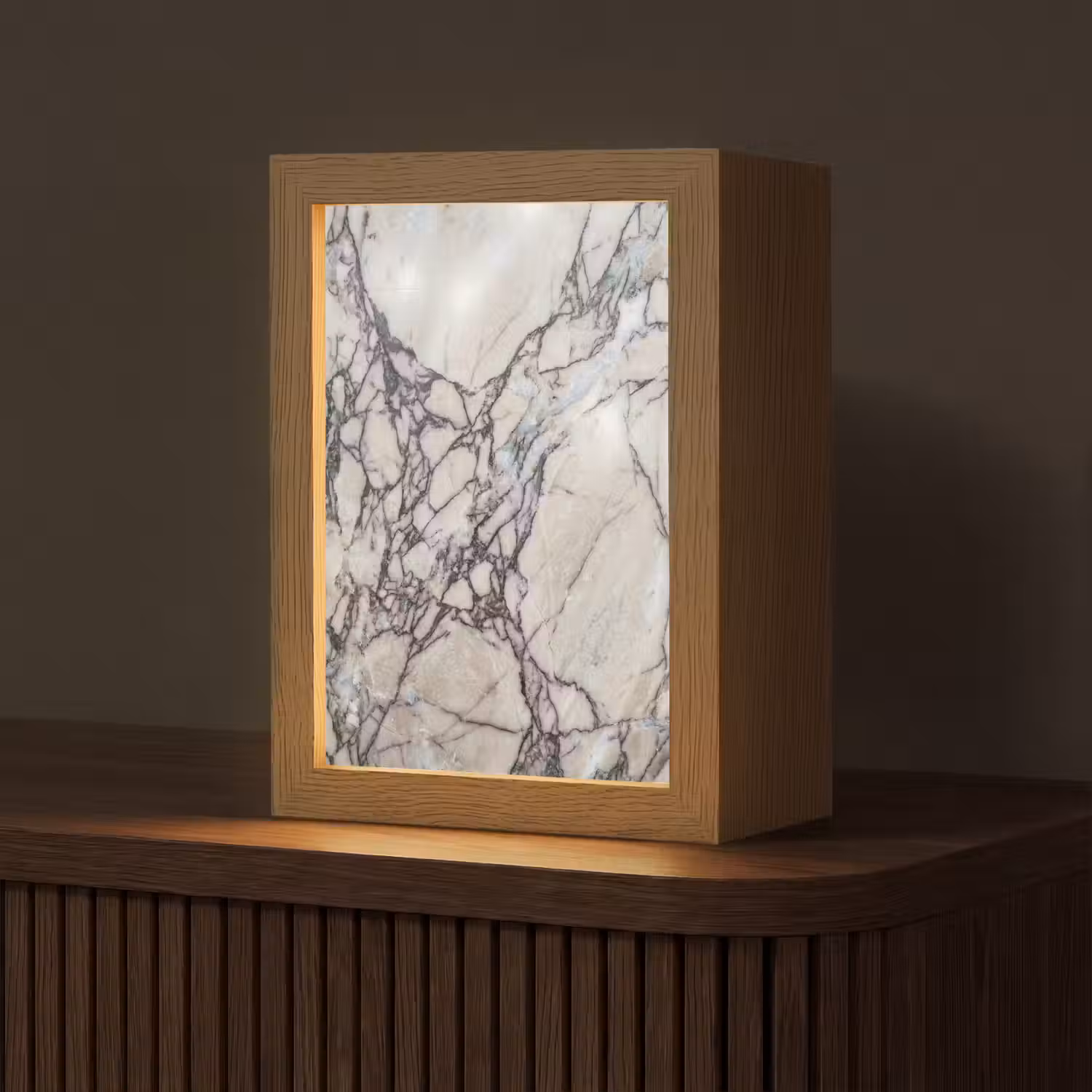 Marmer - Aderen - Patroon - Wit - Grijs Light Box met kabel (Tafellamp) klein -z3d_website