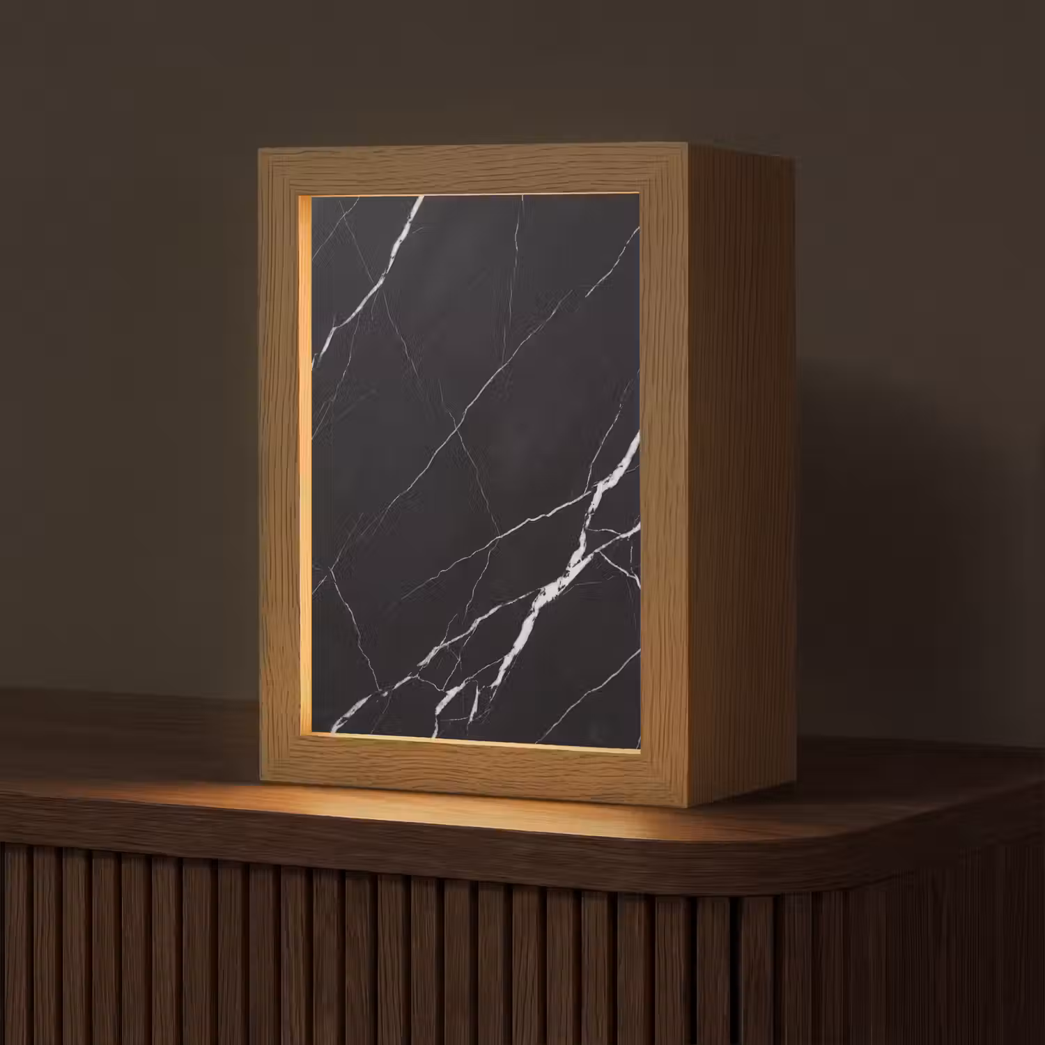 Marmer - Patroon - Abstract - Modern - Zwart Light Box met kabel (Tafellamp) klein -z3d_website