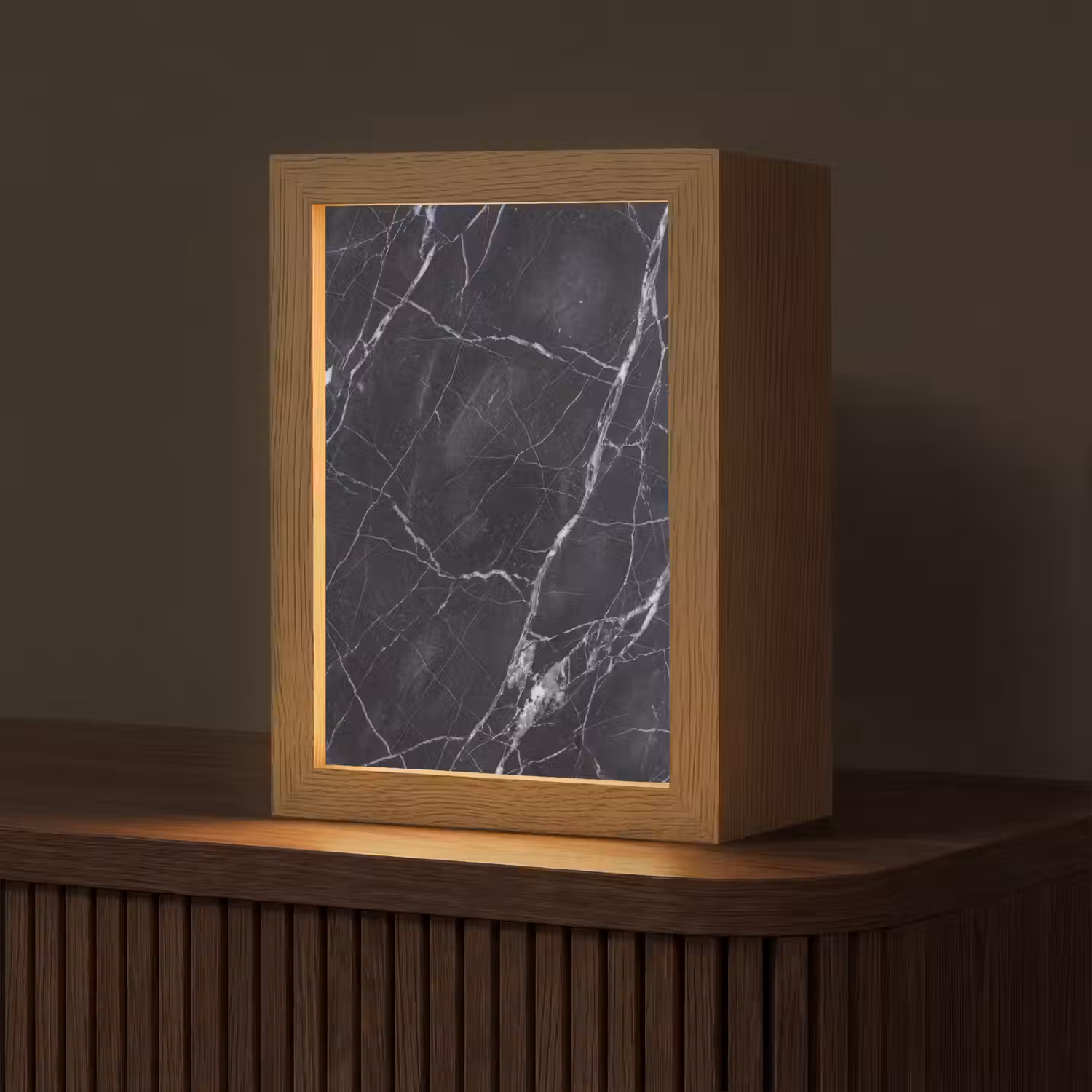 Marmer - Patroon - Modern - Zwart - Wit Light Box met kabel (Tafellamp) klein -z3d_website