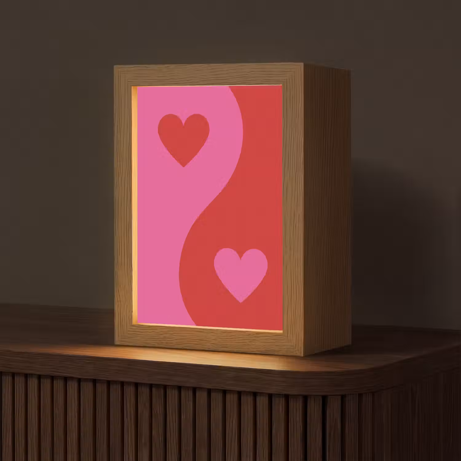 Minimalistisch - Rood - Roze - Hartjes Light Box met kabel (Tafellamp) klein -z3d_website