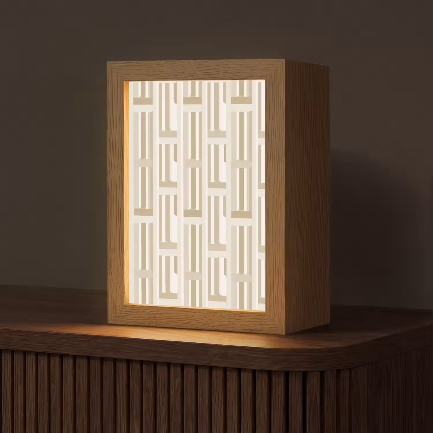 Modern - Geometrisch - Beige Light Box met kabel (Tafellamp) klein 925 -z3d_website