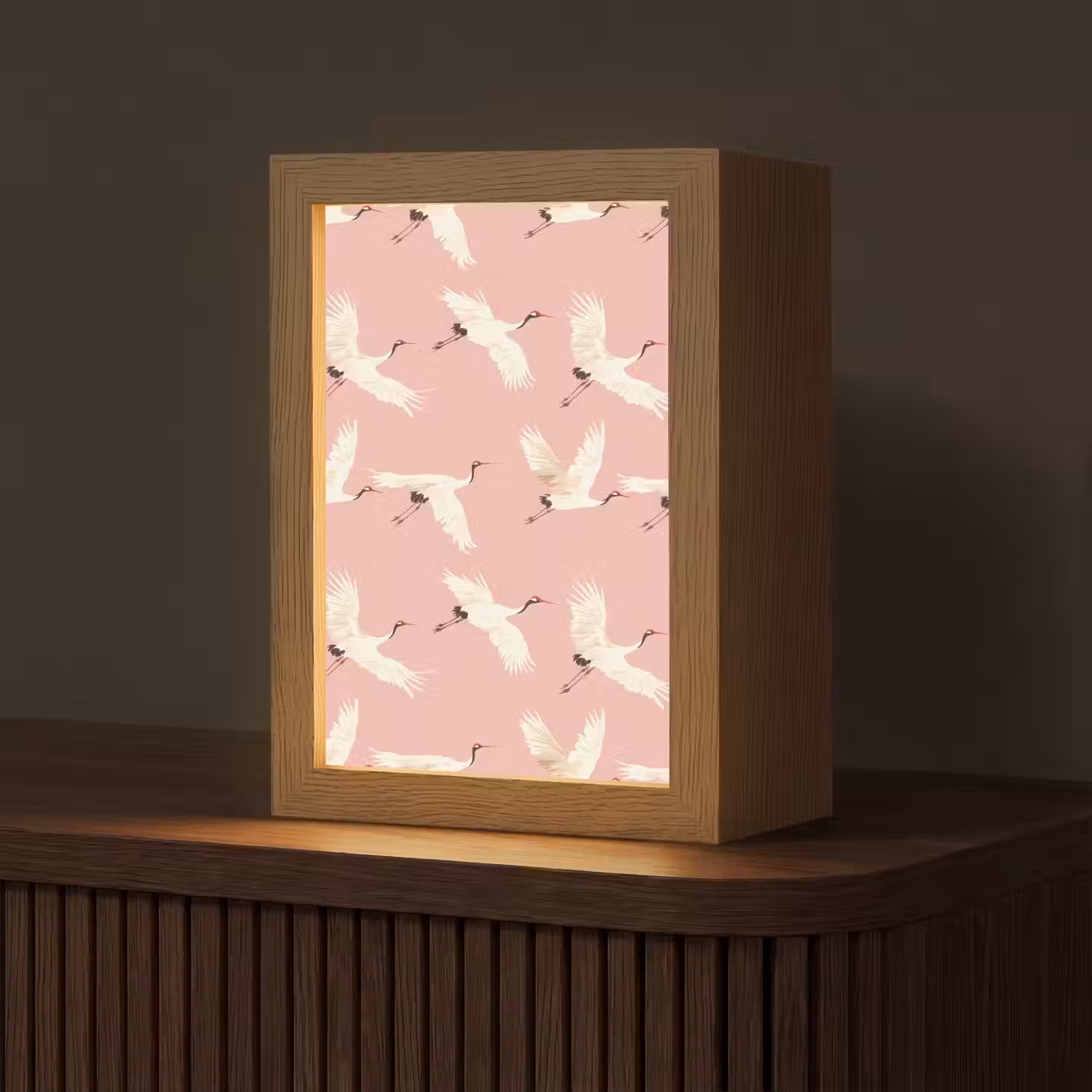 Modern - Kraanvogels - Roze Light Box met kabel (Tafellamp) klein 925 -z3d_website