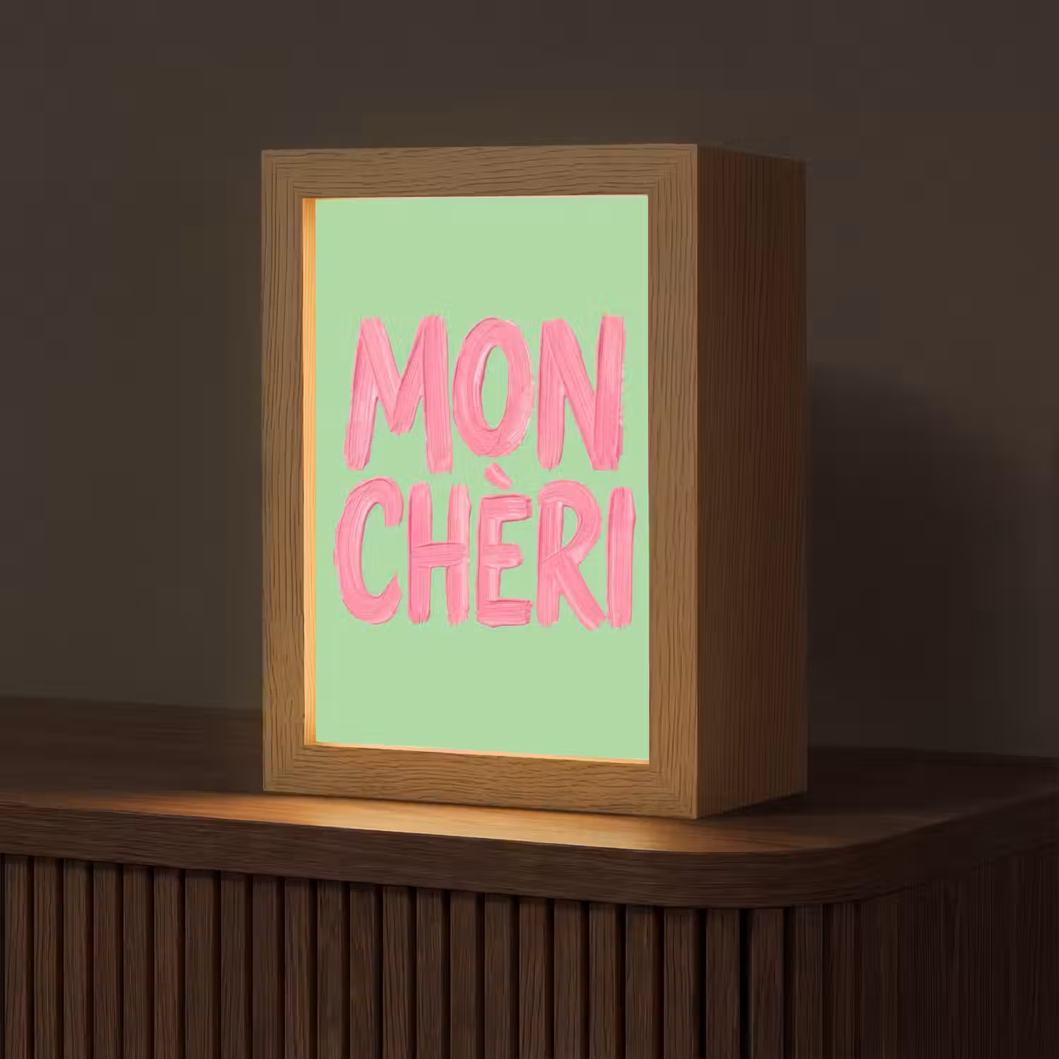 Mon cheri - Groen - Roze Light Box met kabel (Tafellamp) klein -z3d_website