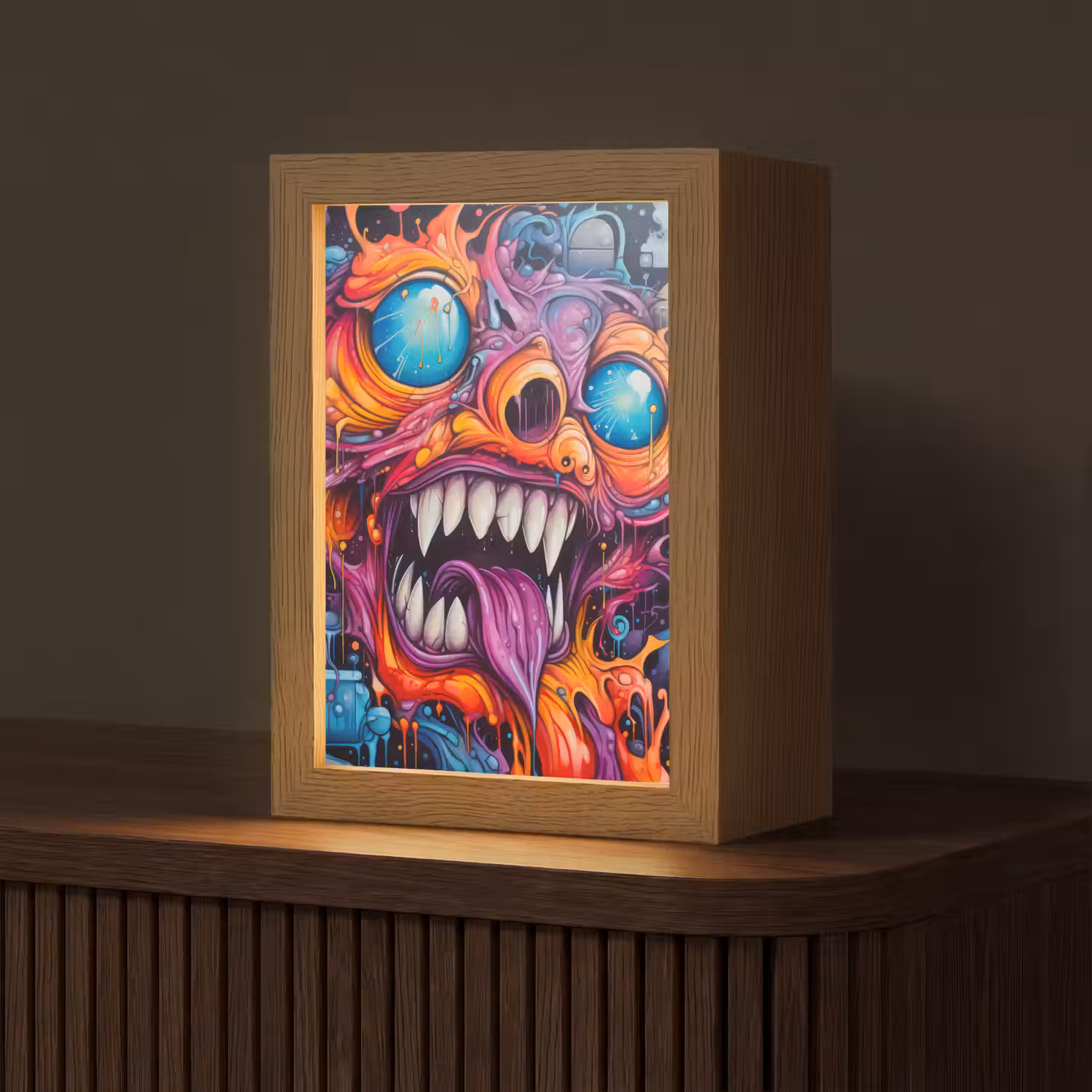 Monster - Graffiti - Kleuren - Oranje Light Box met kabel (Tafellamp) klein -z3d_website
