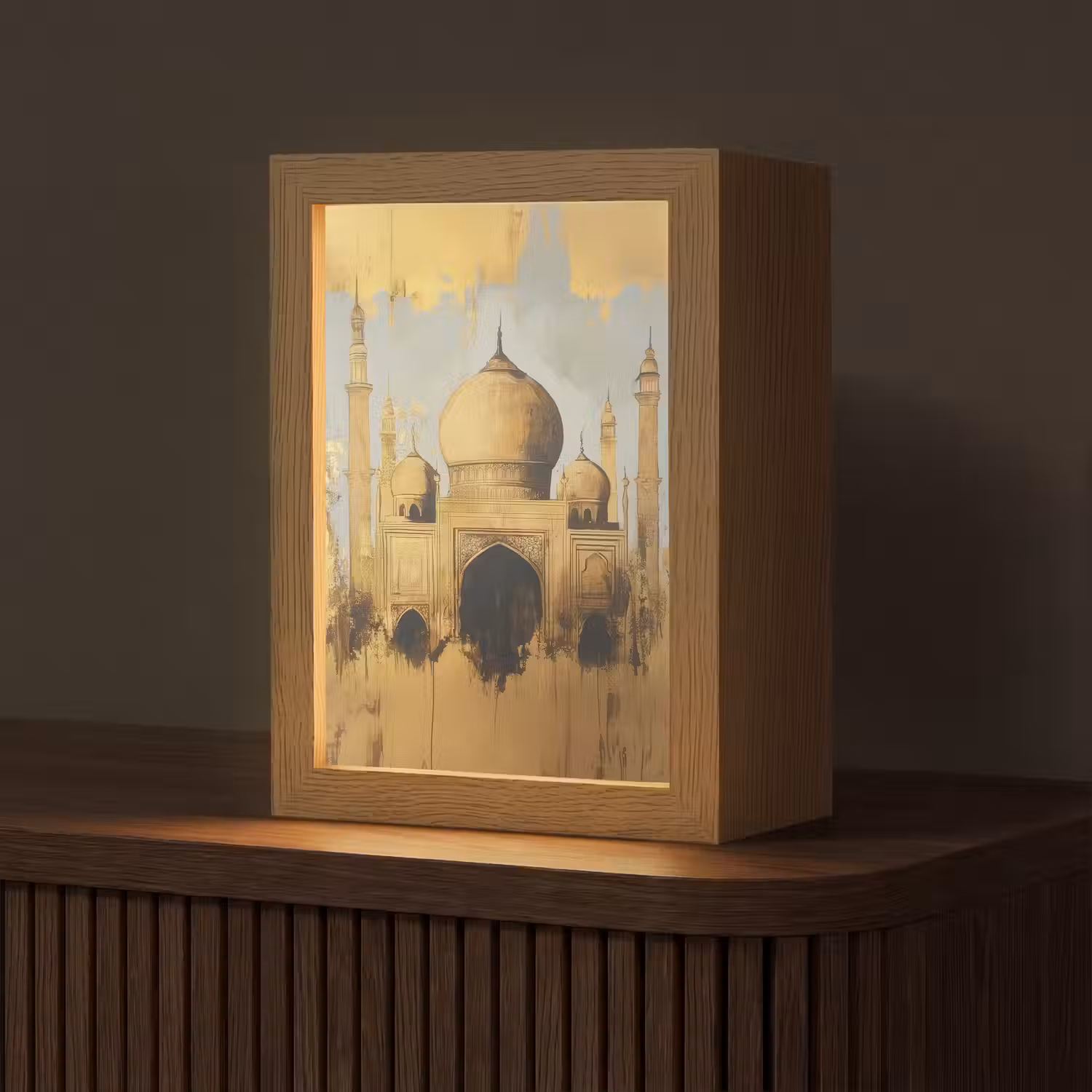 Moskee - Goud - Arabisch - Ramadan - Islamitische Light Box met kabel (Tafellamp) klein -z3d_website