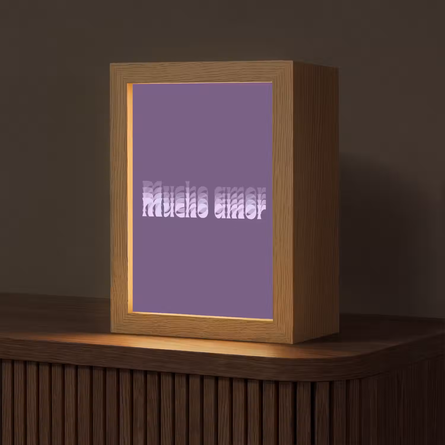 Mucho amor - Paars - Grafisch Light Box met kabel (Tafellamp) klein -z3d_website