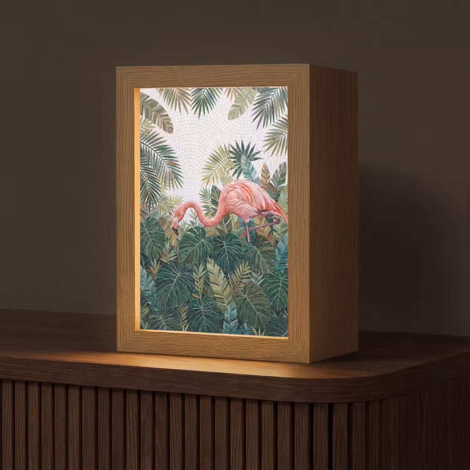 Natuur - Bladeren - Abstract - Groen - Vogel Light Box met kabel (Tafellamp) klein -z3d_website