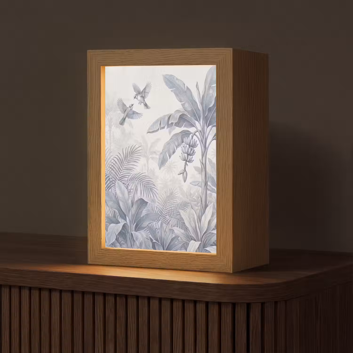Natuur - Vogel - Jungle - Illustratie - Blauw Light Box met kabel (Tafellamp) klein -z3d_website