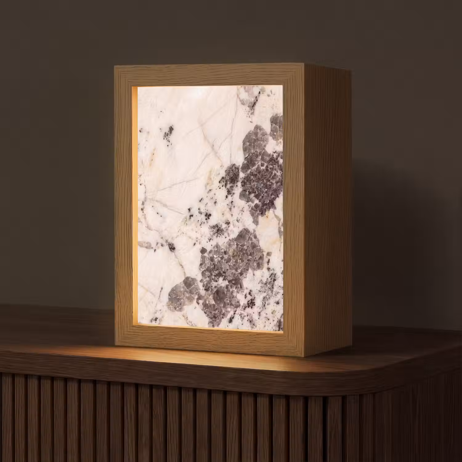 Natuursteen - Patroon - Abstract - Beige - Grijs Light Box met kabel (Tafellamp) klein -z3d_website