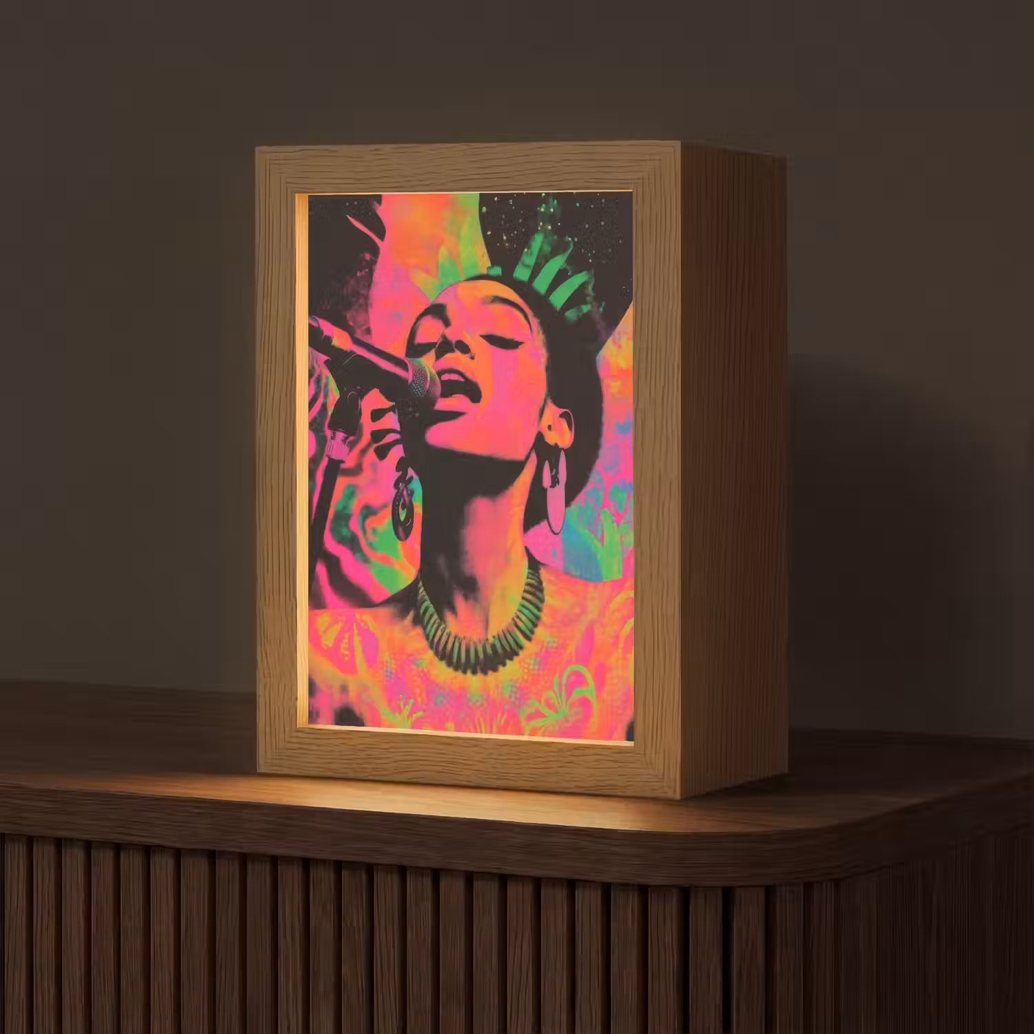 Neon - Vrouw - Microfoon Light Box met kabel (Tafellamp) klein -z3d_website