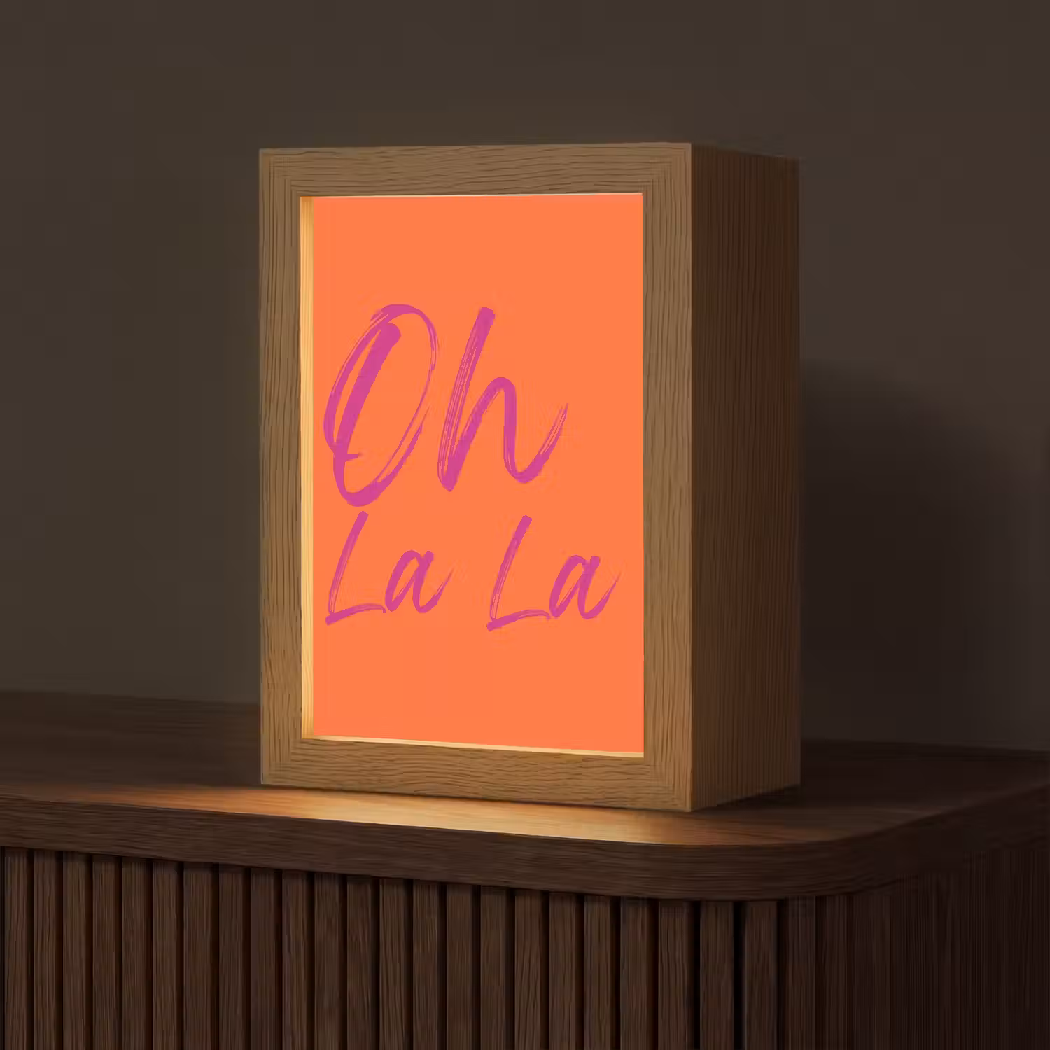 Oh la la - Oranje - Roze - Grafisch Light Box met kabel (Tafellamp) klein -z3d_website