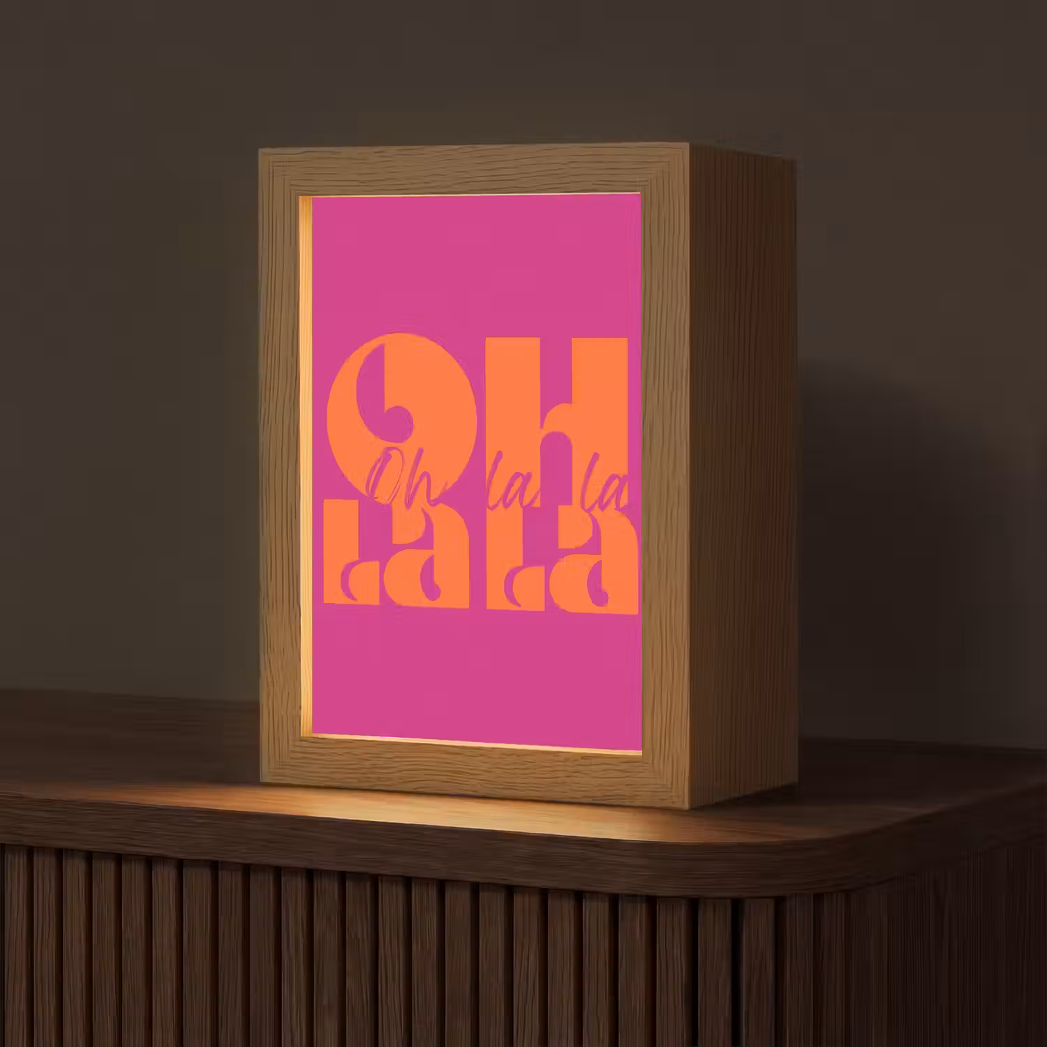 Oh la la - Roze - Oranje - Gestapelde letters Light Box met kabel (Tafellamp) klein -z3d_website