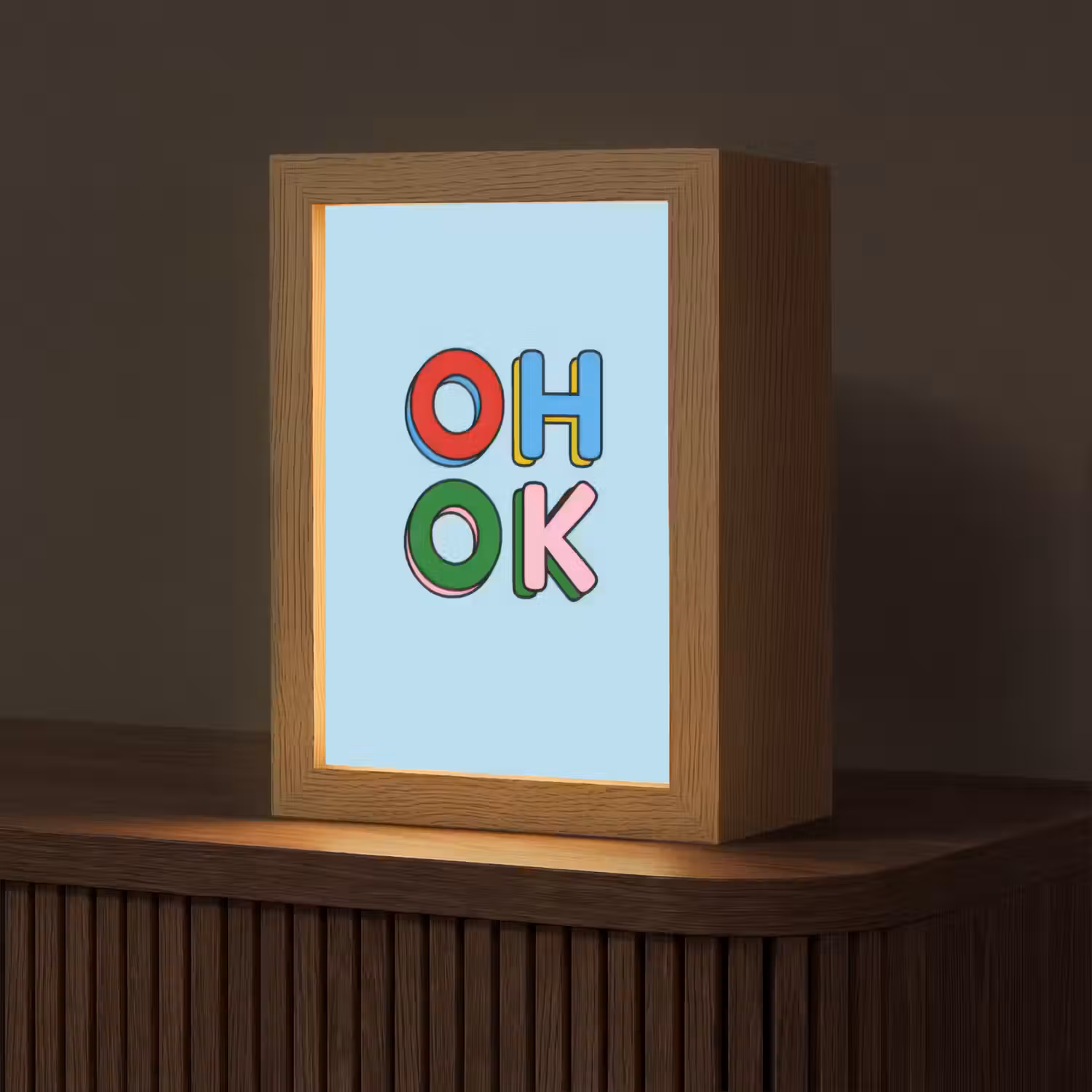 Oh ok - Blauw - Kleurrijk Light Box met kabel (Tafellamp) klein -z3d_website
