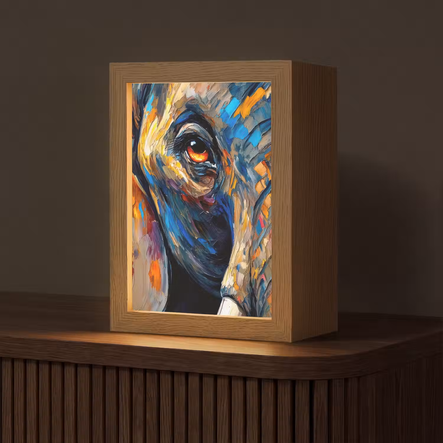 Olifant - Kunst - Dieren Light Box met kabel (Tafellamp) klein -z3d_website