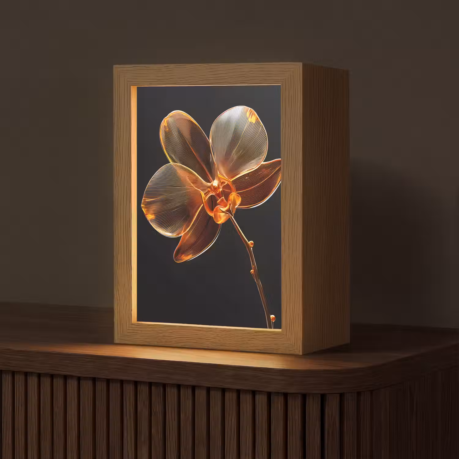Orchidee - Doorzichtig - Bloem Light Box met kabel (Tafellamp) klein -z3d_website