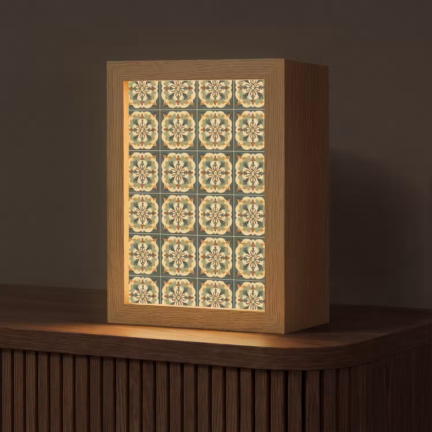 Ornament - Patroon - Groen Light Box met kabel (Tafellamp) klein 925 -z3d_website
