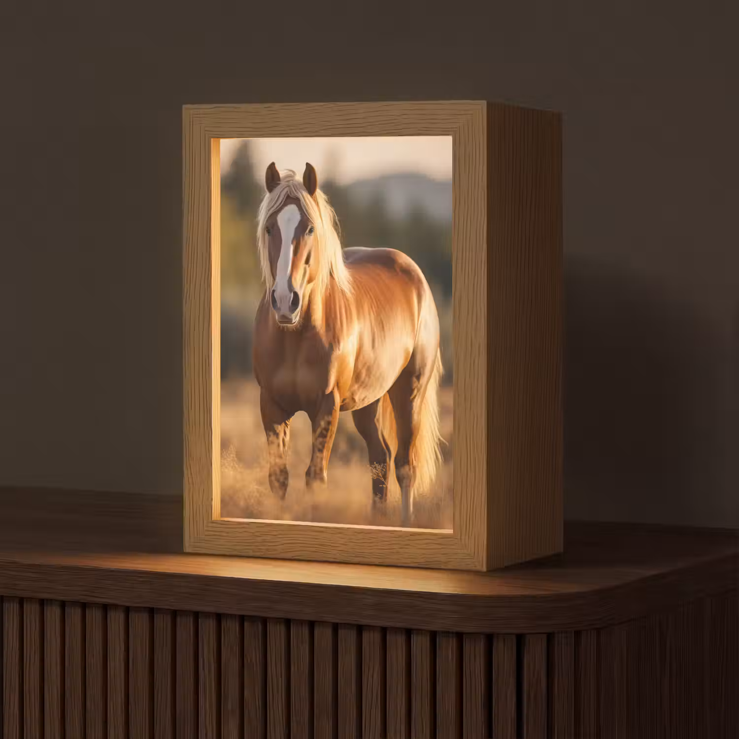 Paard - Bruin - Natuur - Weiland - Dier Light Box met kabel (Tafellamp) klein -z3d_website