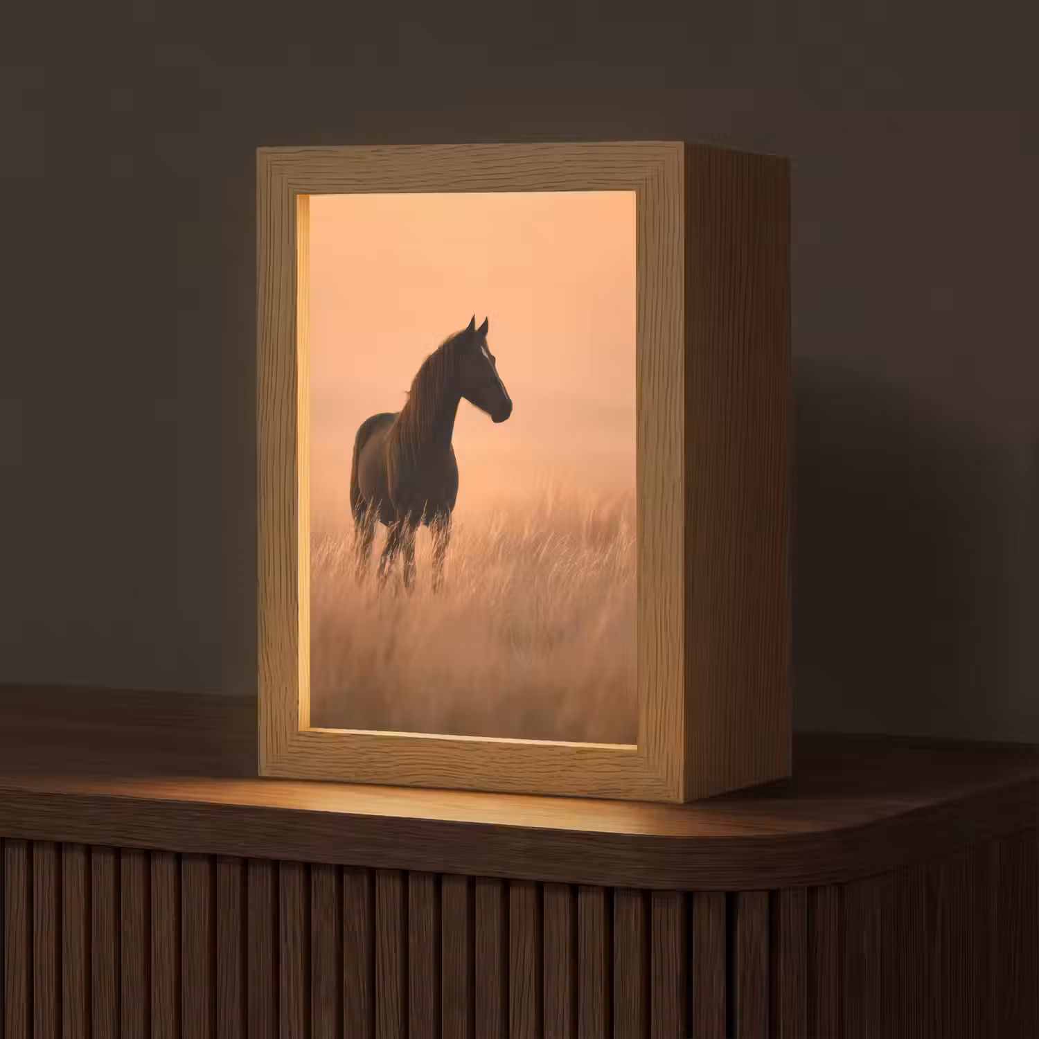 Paard - Grasveld - Zonsondergang Light Box met kabel (Tafellamp) klein -z3d_website