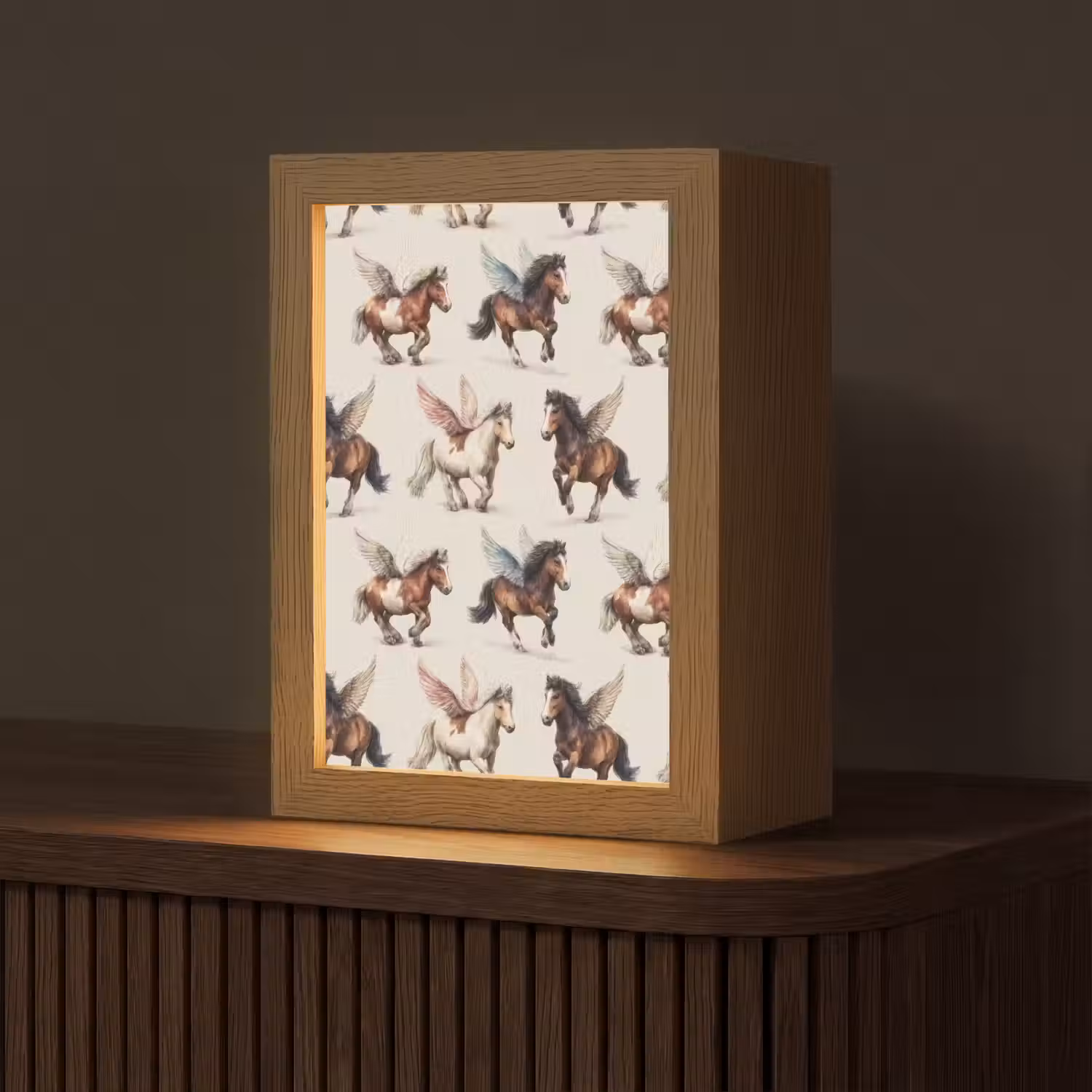 Paarden - Vleugels - Kleurrijk Light Box met kabel (Tafellamp) klein 925 -z3d_website
