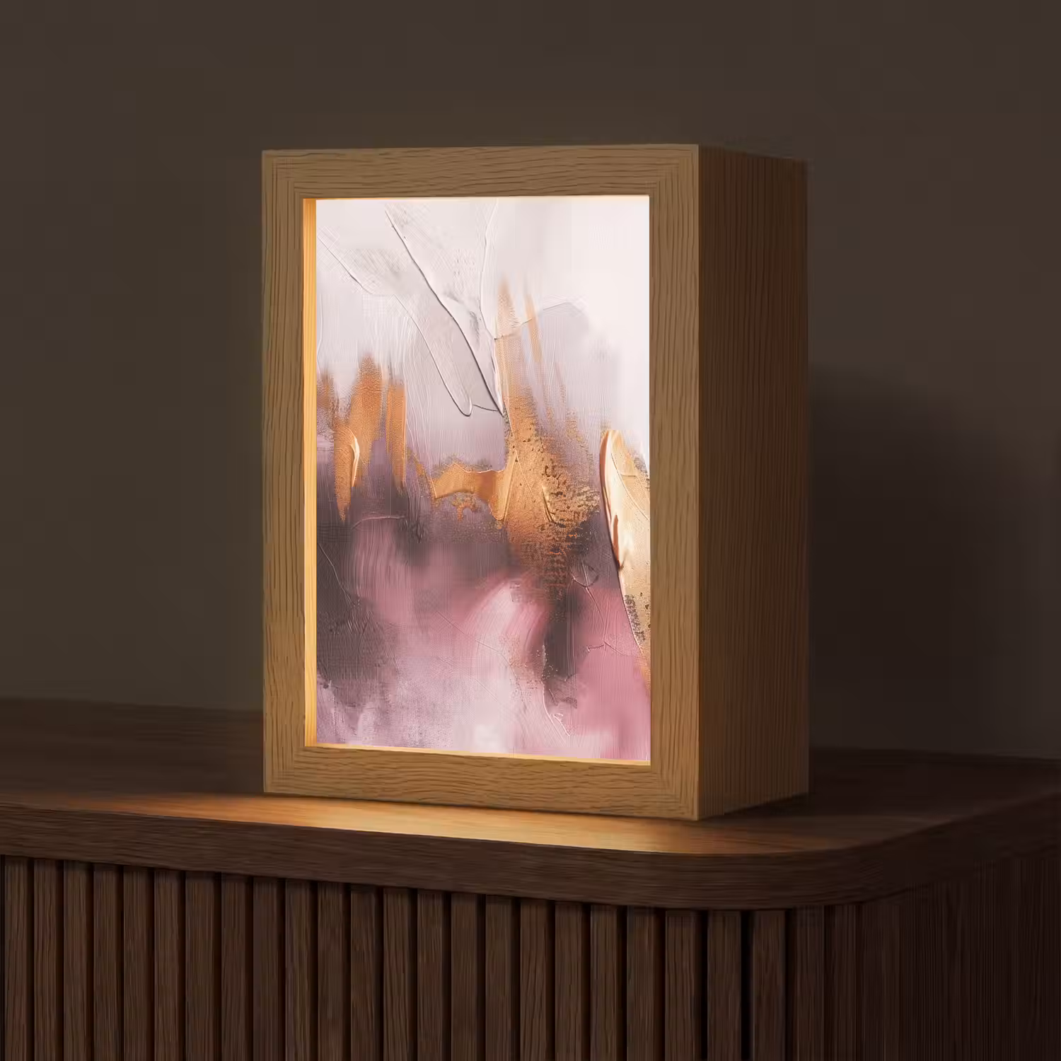 Paars - Abstract - Verf - Goud Light Box met kabel (Tafellamp) klein -z3d_website