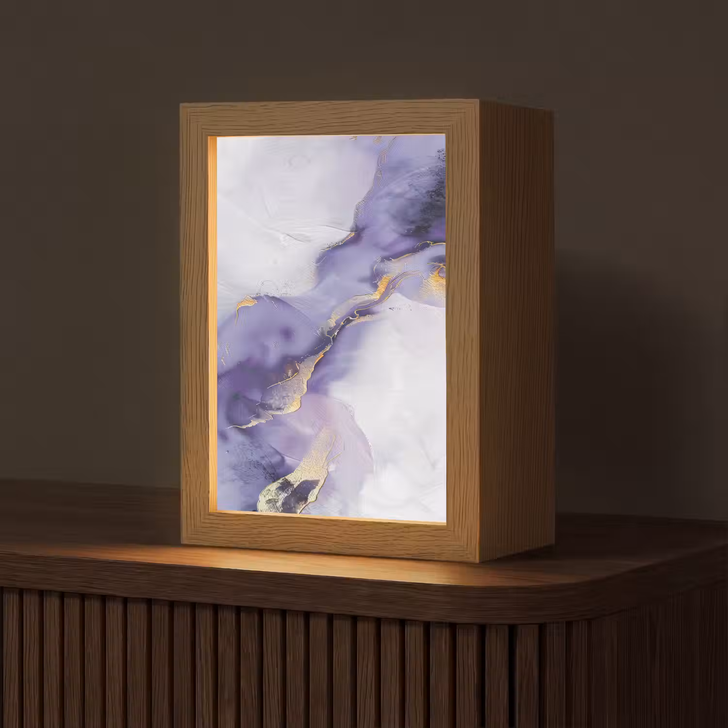 Paars - Modern - Marmer - Abstract Light Box met kabel (Tafellamp) klein -z3d_website