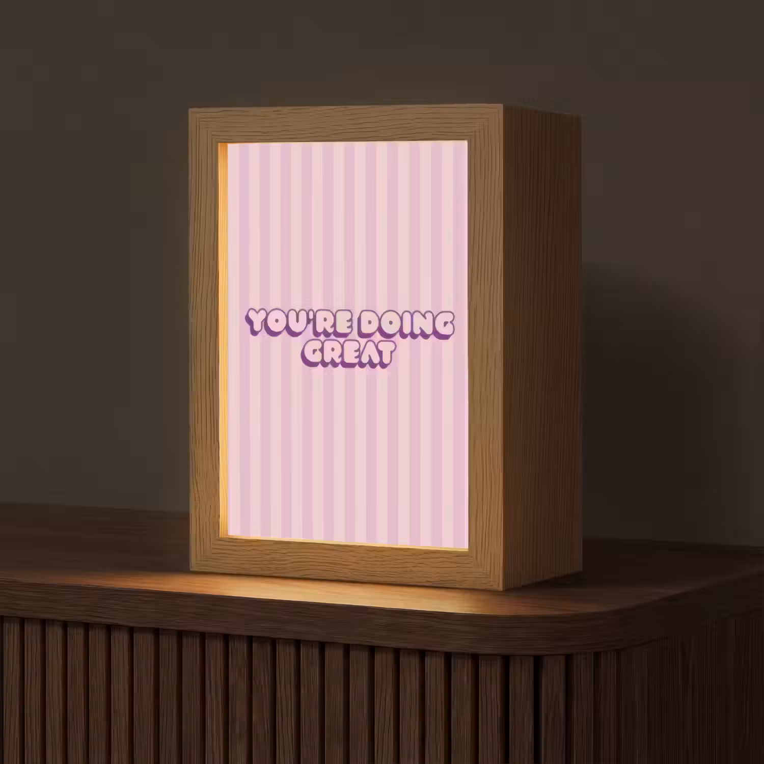 Paars - Strepen - You're doing great - Schaduw Light Box met kabel (Tafellamp) klein -z3d_website